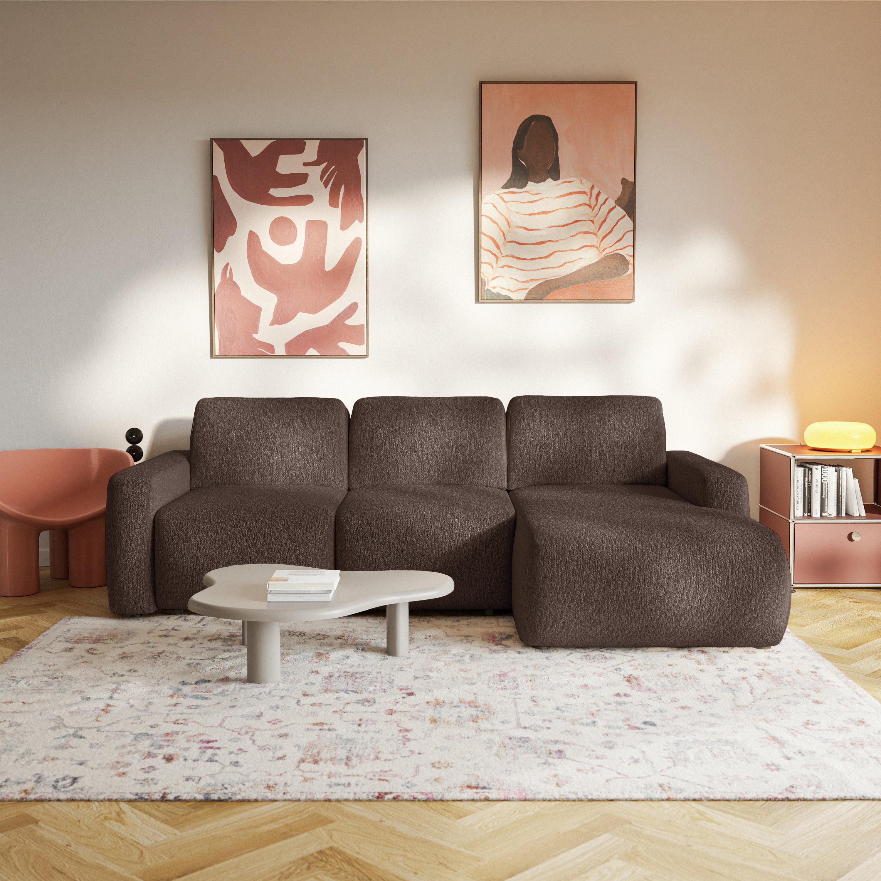 selsey-carnos-mini-ecksofa-mit-schlaffunktion-l-form-rechts-braunes-chenille image 2