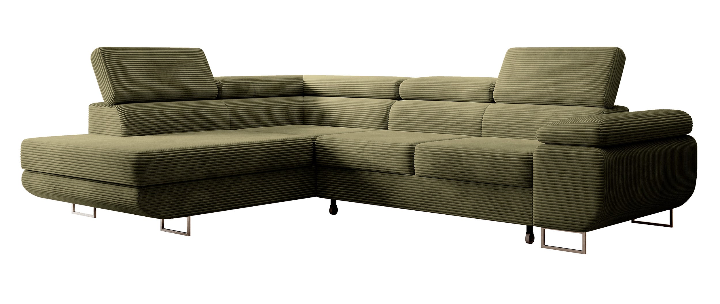 selsey-stevil-ecksofa-l-links-mit-schlaffunktion-und-stauraum-olivgr-ner-cord image 6