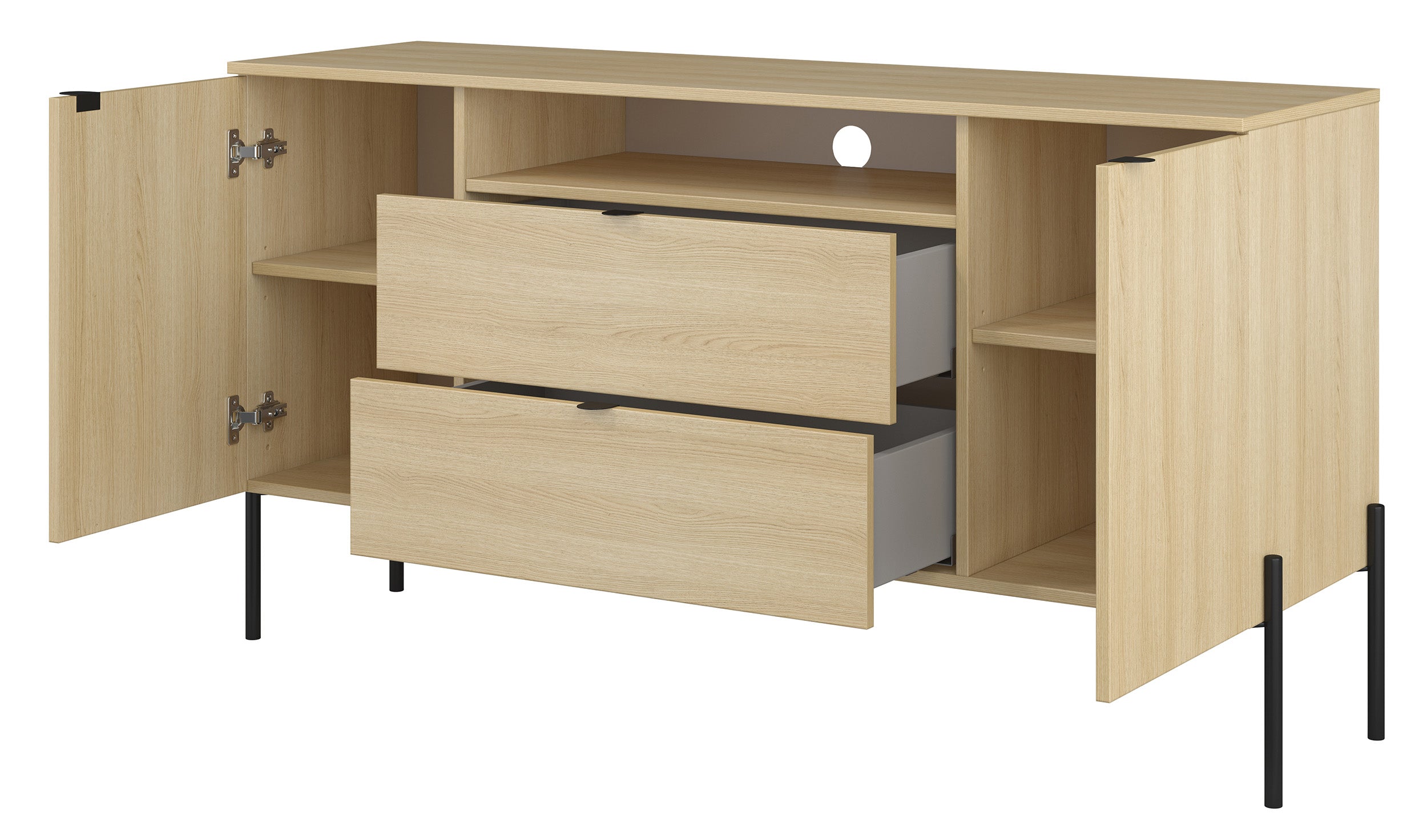 selsey-ore-zweit-rige-kommode-140-cm-mit-zwei-schubladen-lindberg-eiche image 3