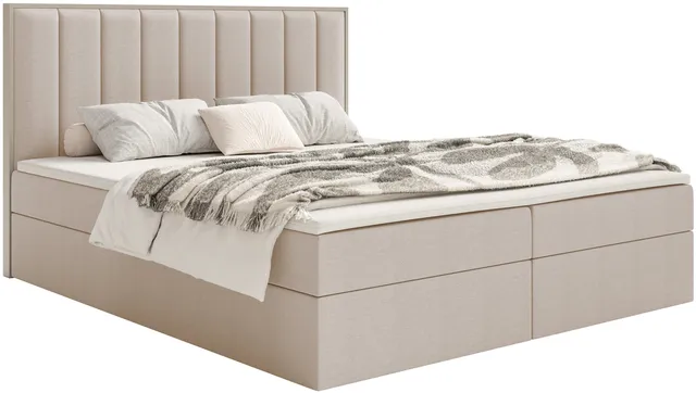 selsey-togents-kontinentalbett-140x200-cm-mit-stauraum-und-topper-beige-chenille image 1