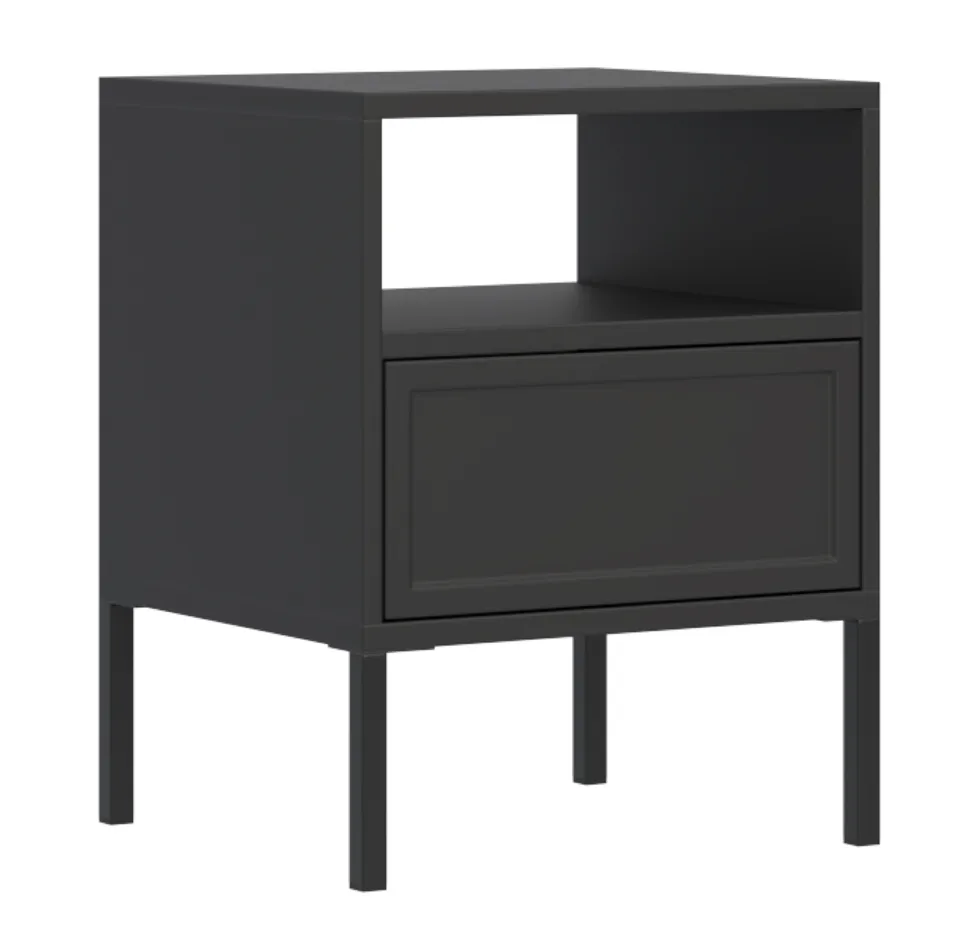 selsey-velveto-nachttisch-45-cm-schwarz-mit-schublade-und-fach image 1