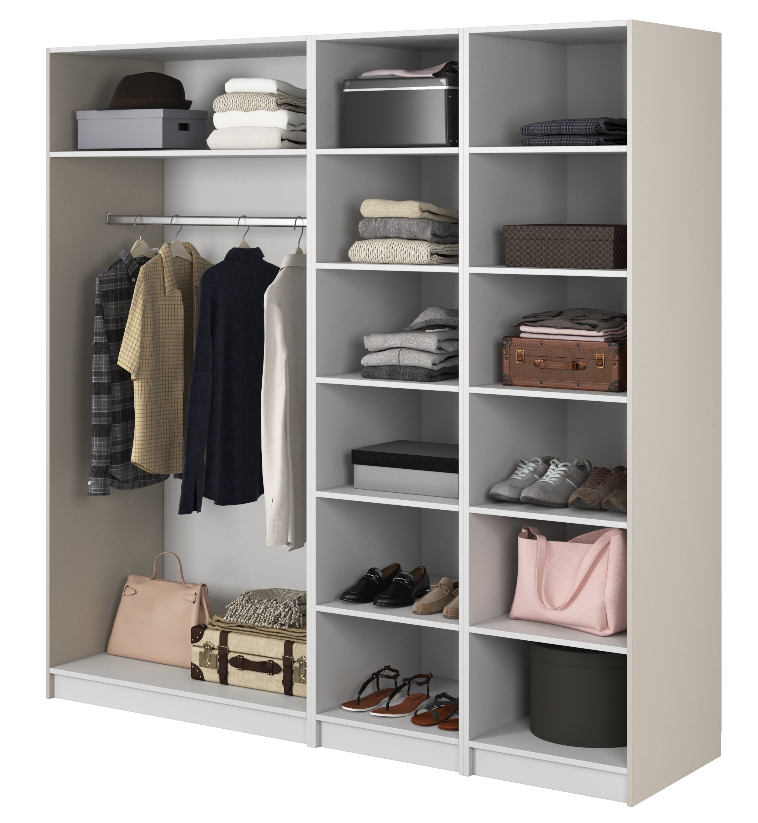 selsey-frame-viert-riger-kleiderschrank-200-cm-grau-beige-mit-kleiderstange-und- image 3