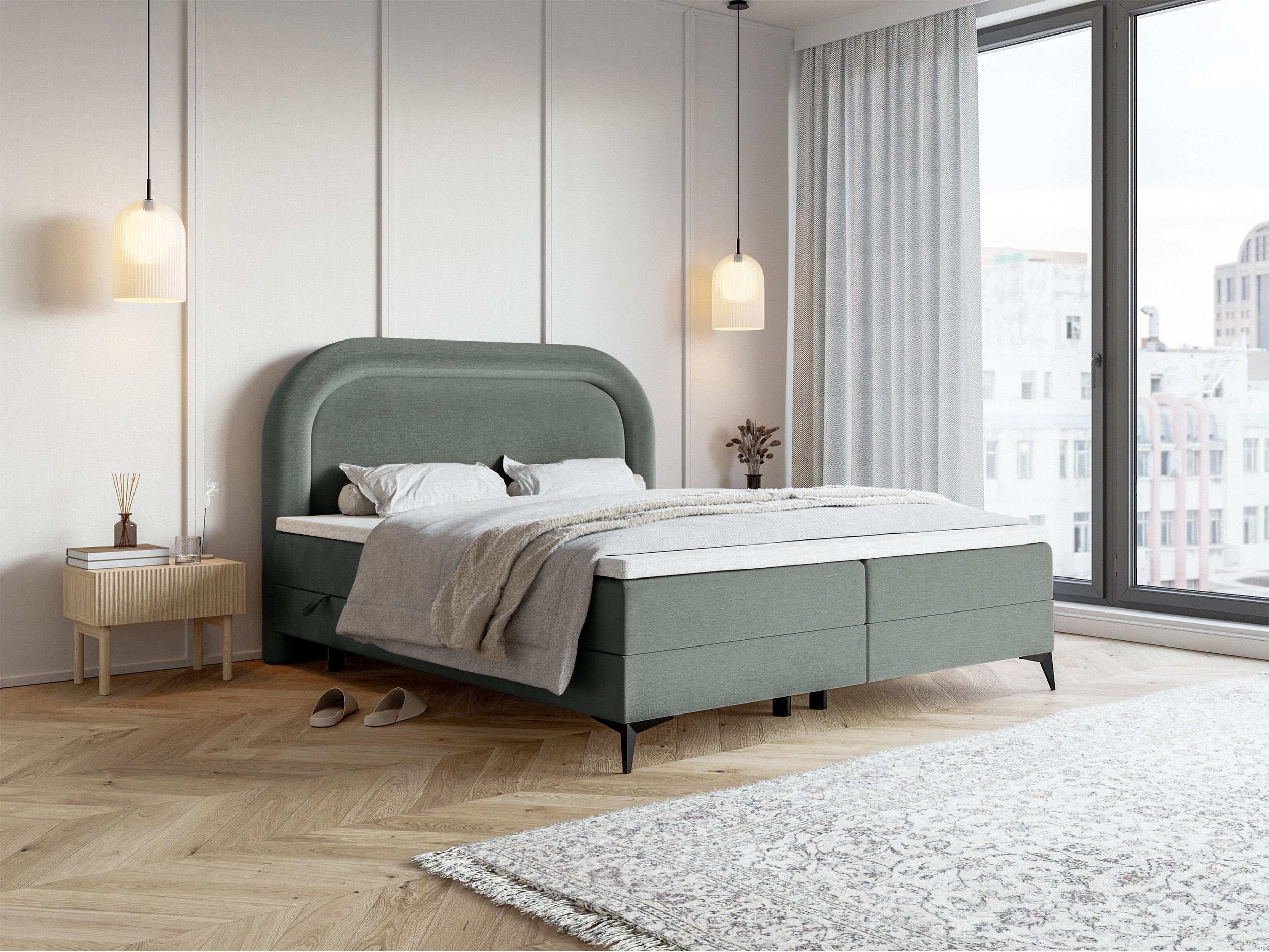 selsey-loreo-kontinentalbett-140x200-cm-grauer-velours-wasserabweisend-mit-toppe image 2