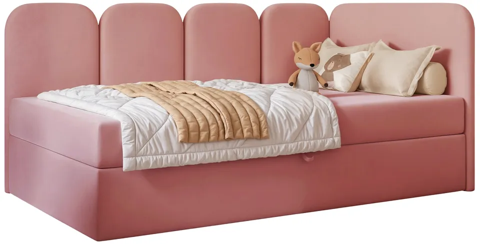 selsey-jugendbett-nubini-90x200-cm-rechtsseitig-mit-stauraum-rosa-velours-wasser image 1