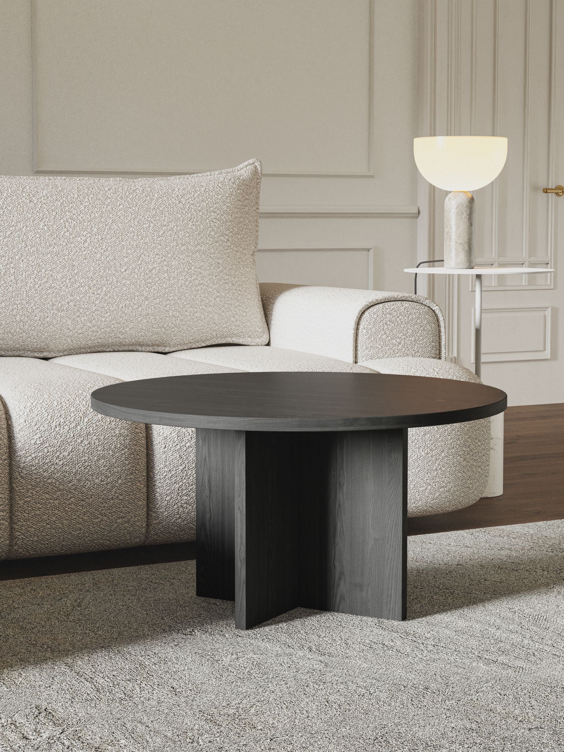 selsey-couchtisch-ovo-rund-76-cm-esche-portland-schwarz image 2
