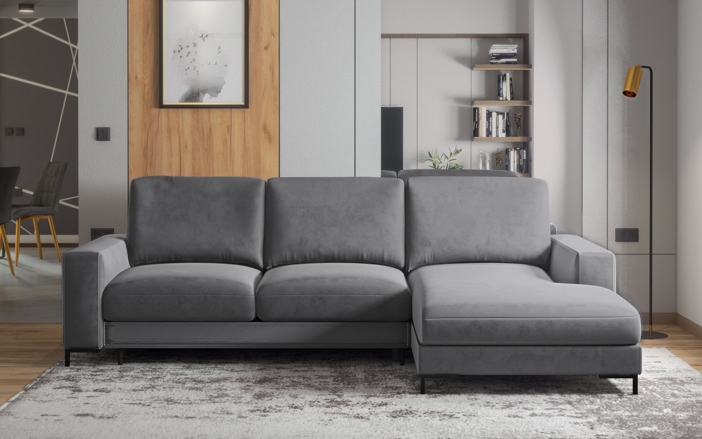 selsey-mokpeo-ecksofa-mit-schlaffunktion-l-form-rechtsseitig-grafitfarbener-samt image 2