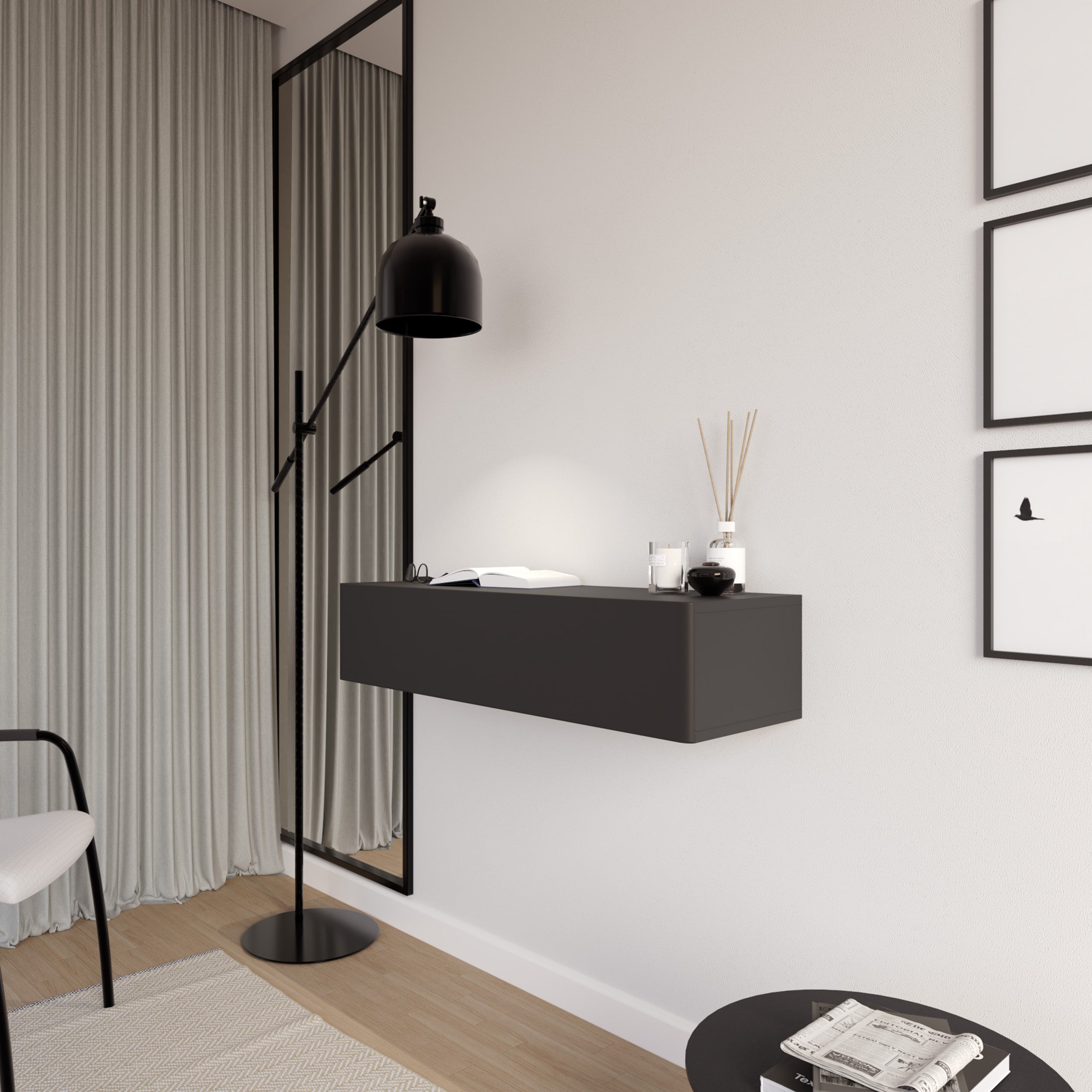 selsey-olio-h-ngekonsole-90-cm-mit-schublade-schwarz image 3