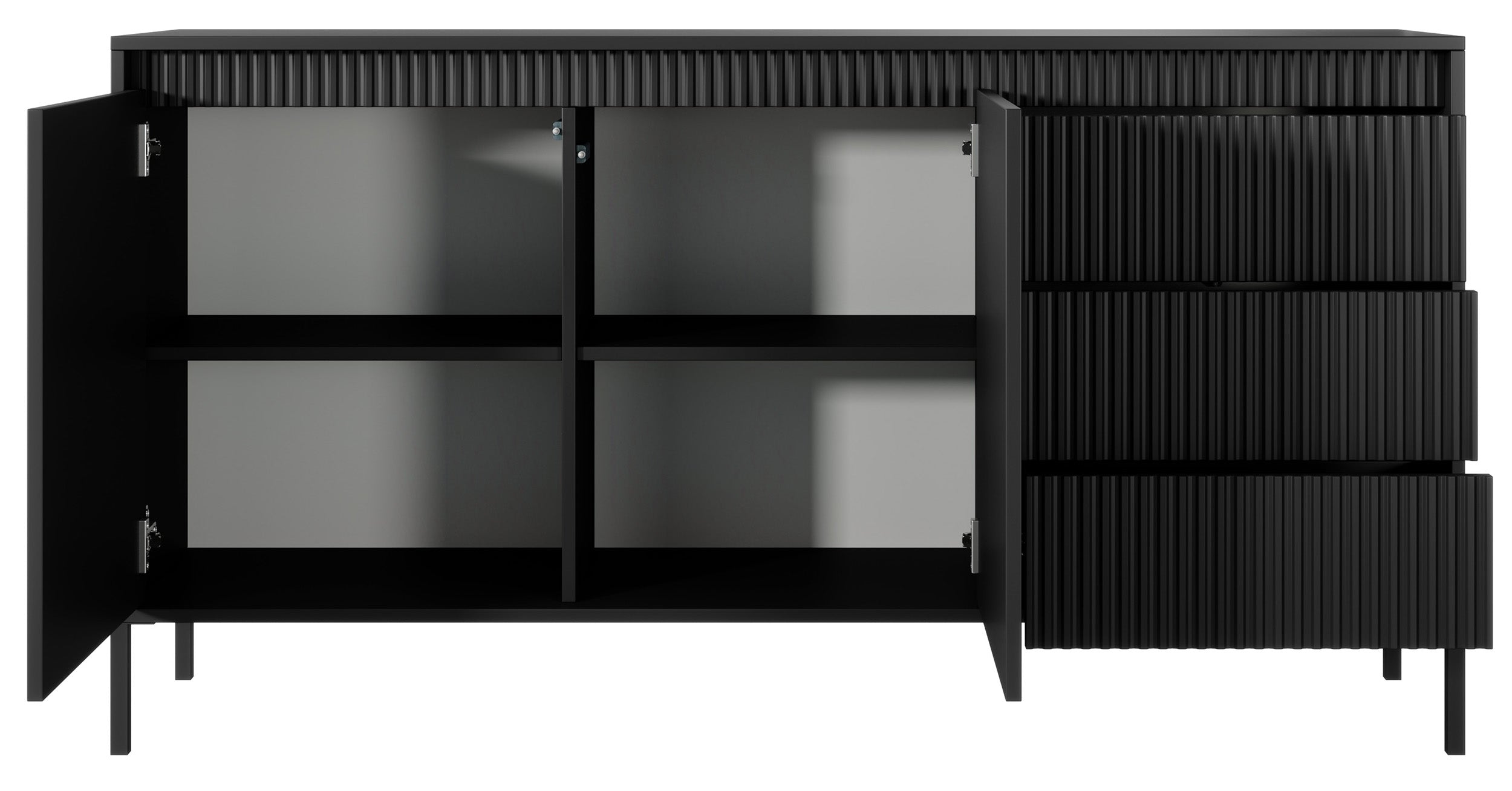 selsey-falsetto-kommode-154-cm-zweit-rig-mit-3-schubladen-gerillt-schwarz image 6