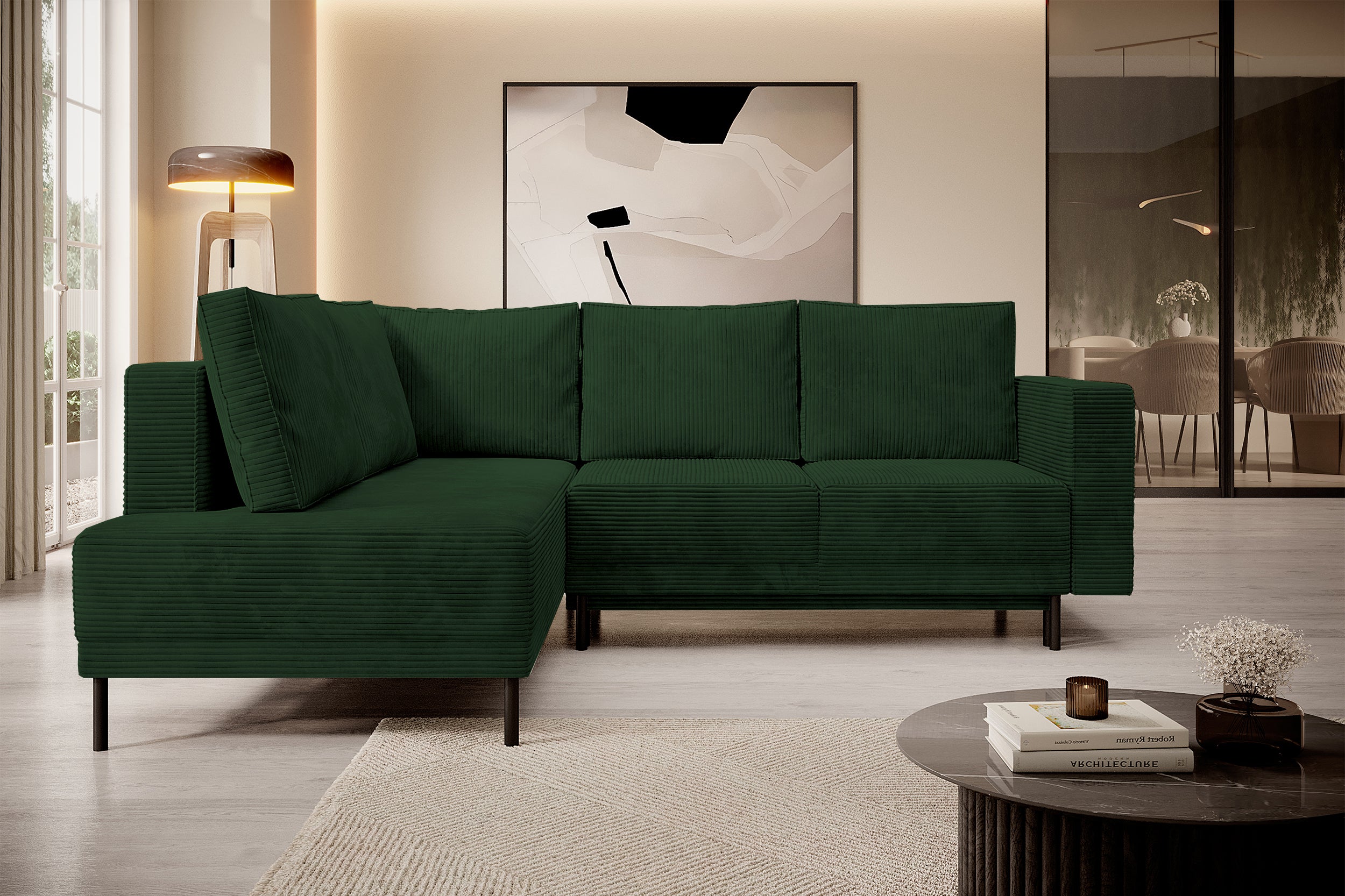 selsey-rodario-ecksofa-links-mit-schlaffunktion-und-bettkasten-dunkelgr-ner-cord image 3