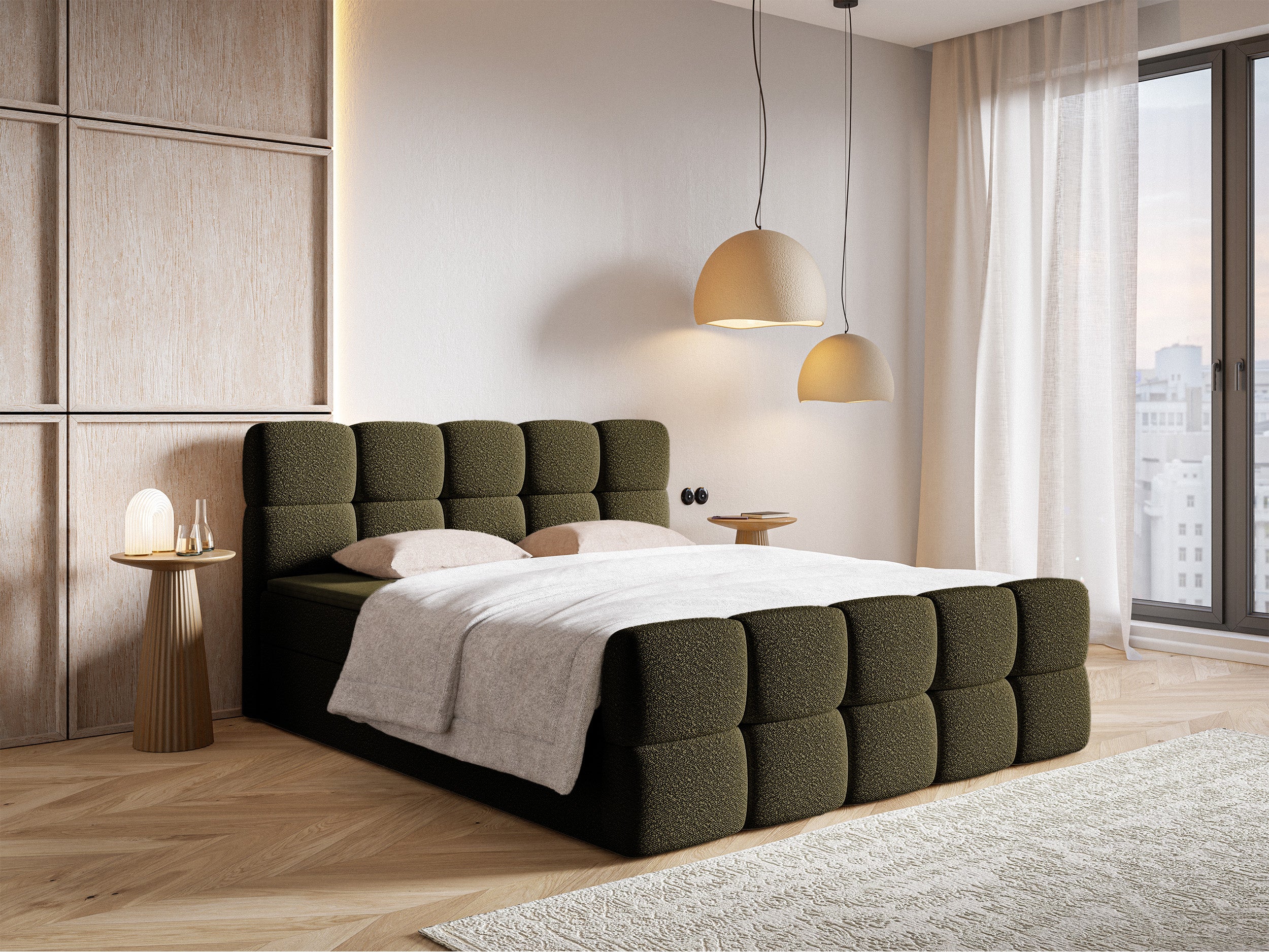 selsey-cloudy-kontinentales-bett-180x200-cm-mit-stauraum-und-topper-oliv-boucl image 3