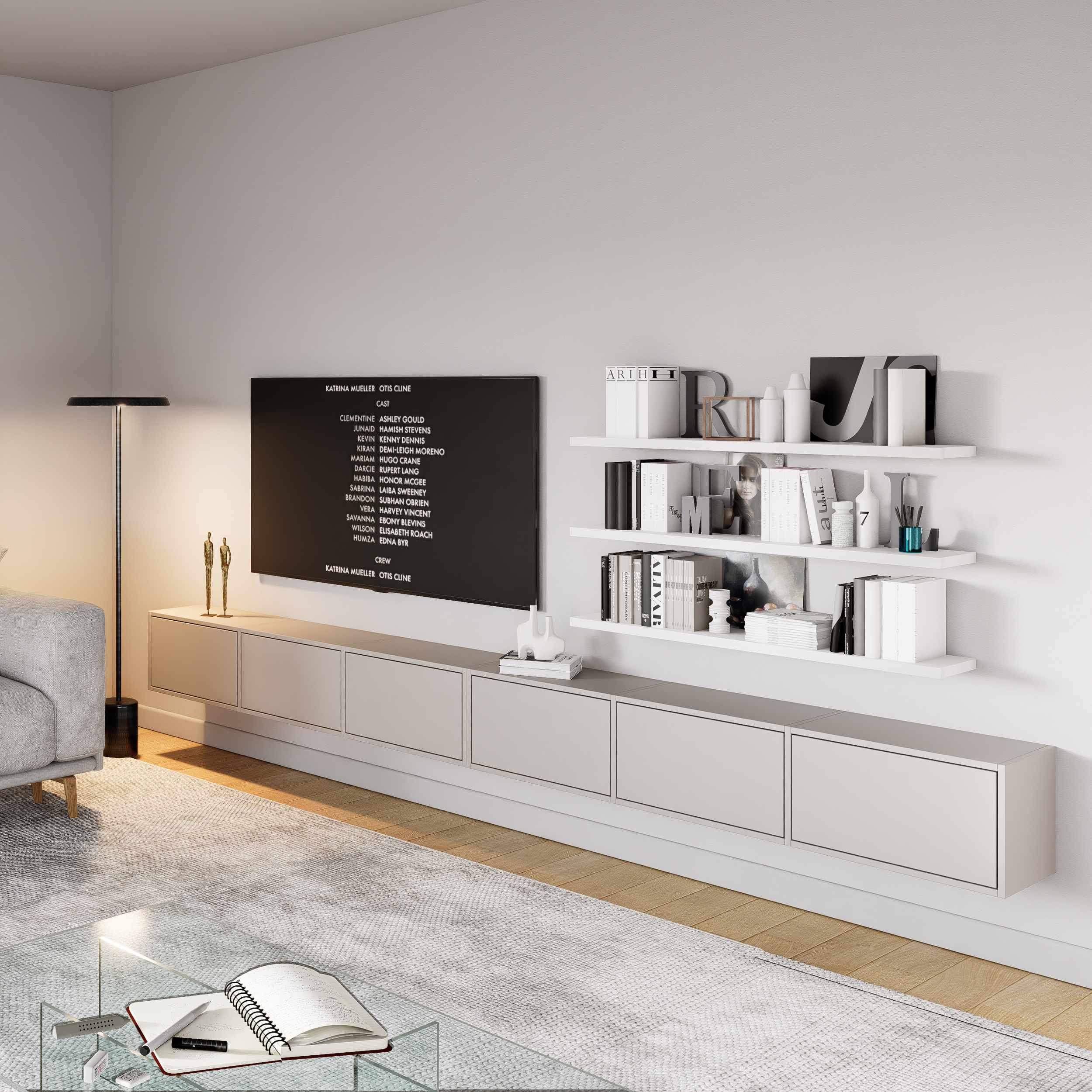 selsey-framme-h-ngender-tv-schrank-mit-sechs-klappen-300-cm-kaschmir image 2