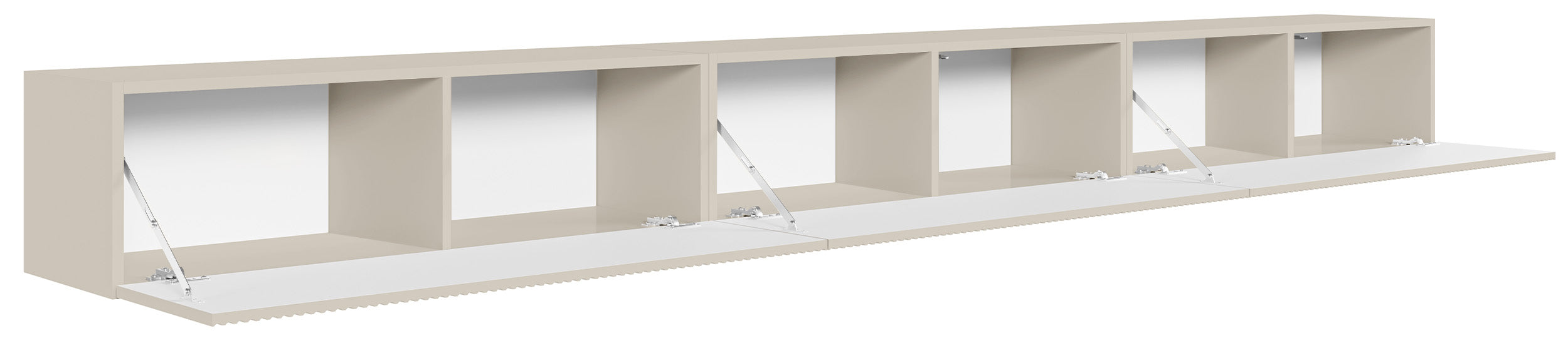 selsey-veldio-h-ngender-tv-schrank-300-cm-dreit-rig-geriffelte-front-grau-beige image 2