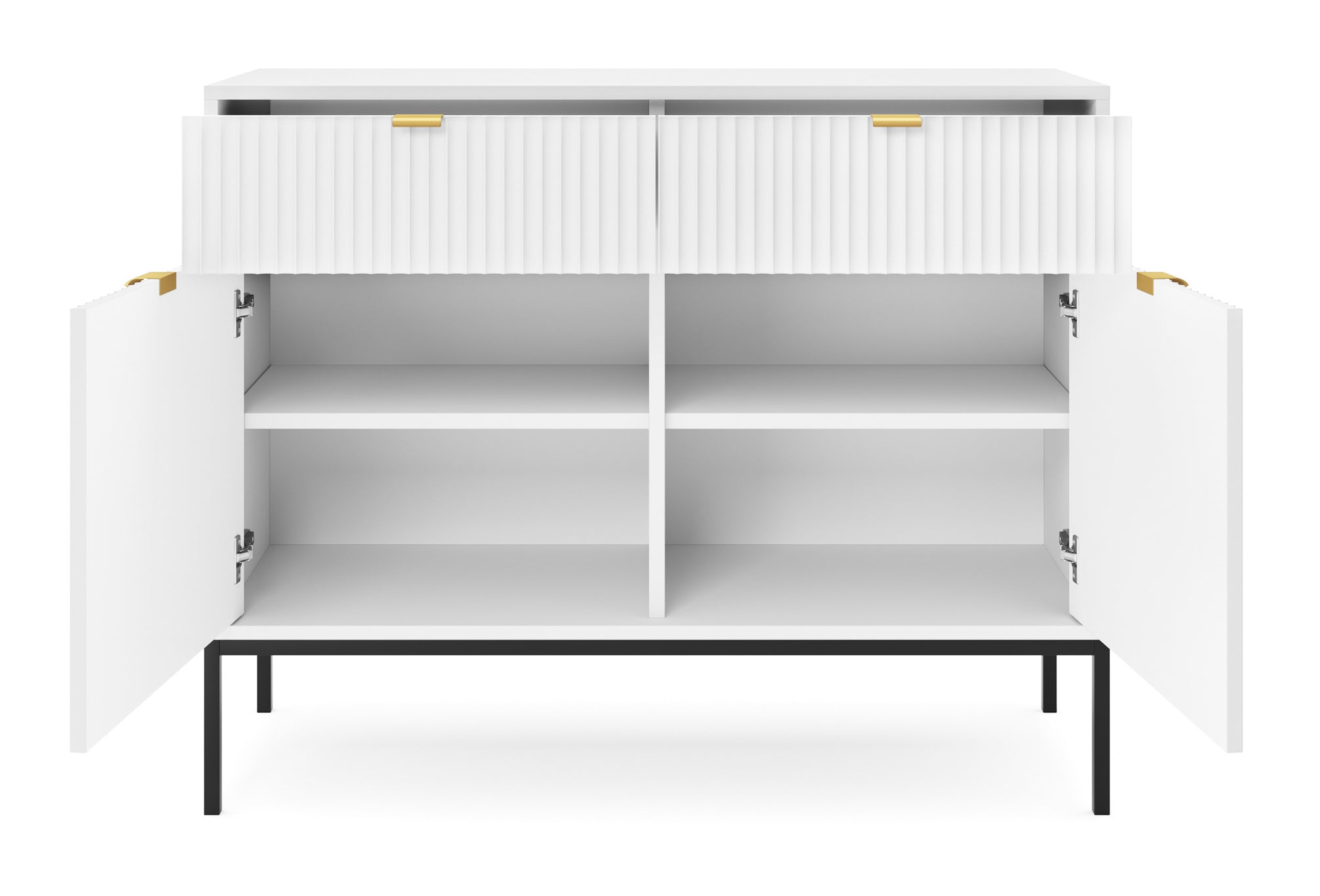 selsey-vellore-zweit-rige-kommode-104-cm-wei-gerillte-fronten-goldene-griffe image 3