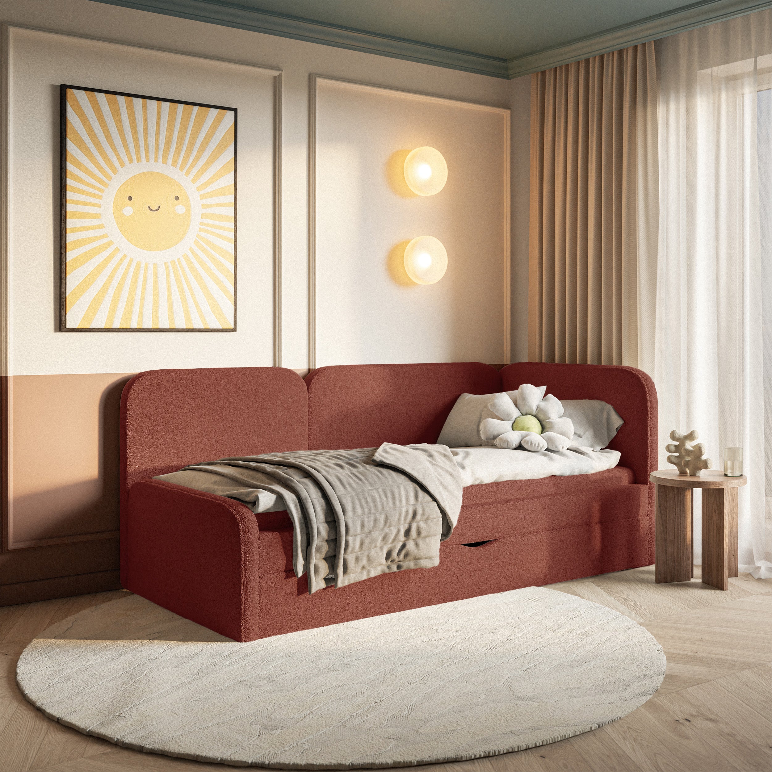 selsey-cuddy-jugendbett-90x200-cm-rechts-ziegelrot-pl-sch-mit-matratze-und-staur image 2