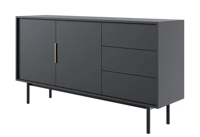 selsey-viviaro-zweit-rige-kommode-mit-drei-schubladen-154-cm-schwarz image 1