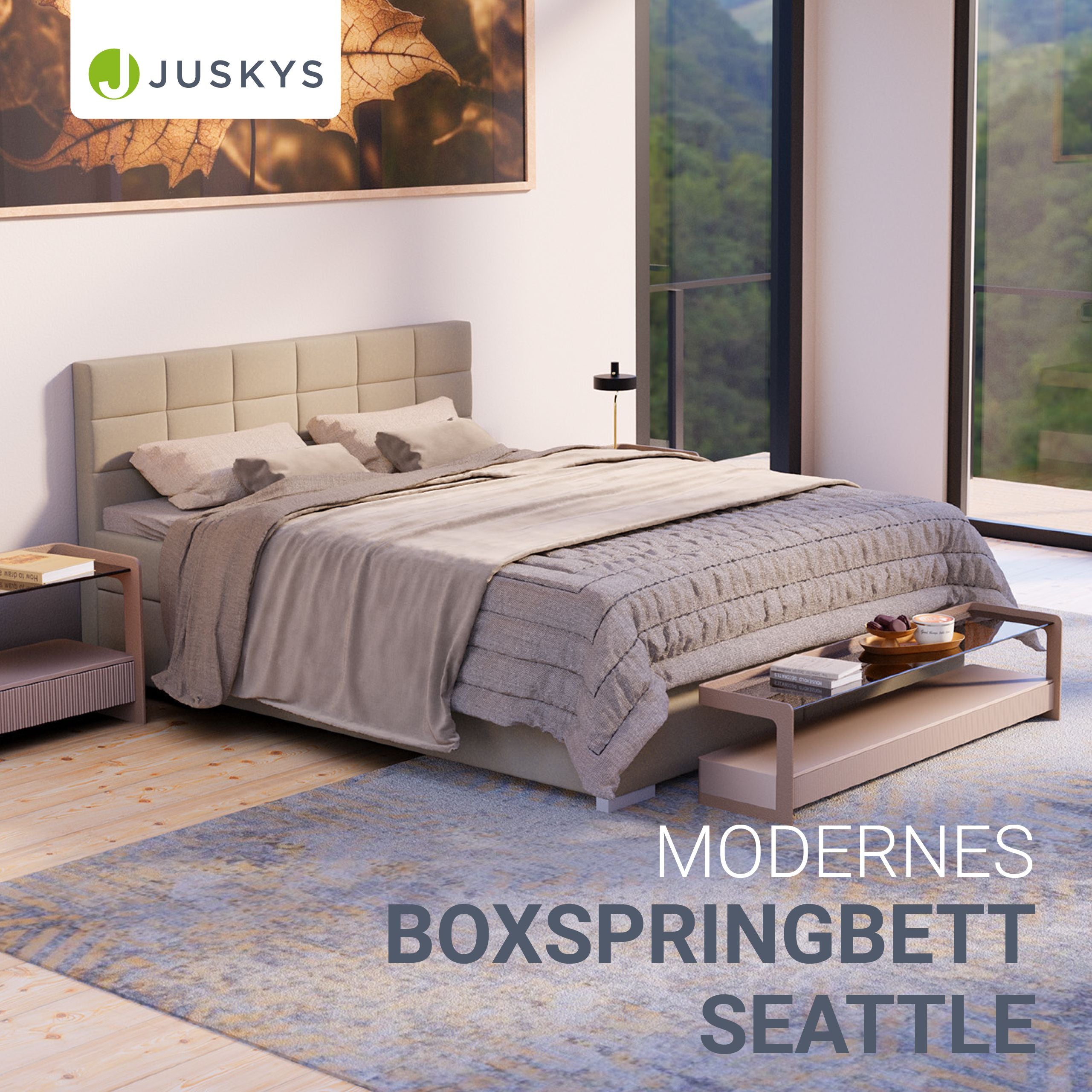 juskys-boxspringbett-seattle-malmo-stoff-mit-topper-und-federkernmatratze image 2