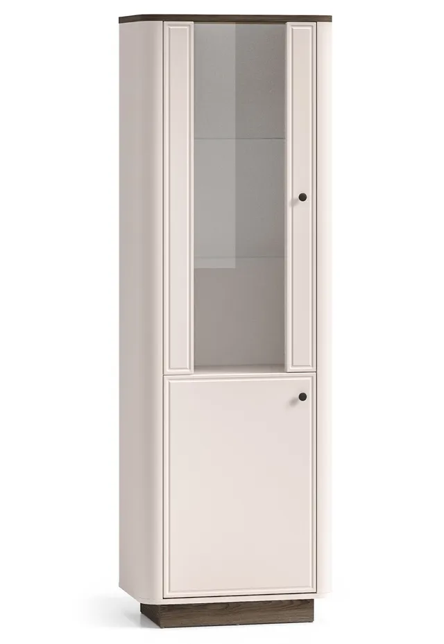 selsey-vilavio-hohe-vitrine-65-cm-mit-zwei-t-ren-und-beleuchtung-kaschmir-eiche- image 1