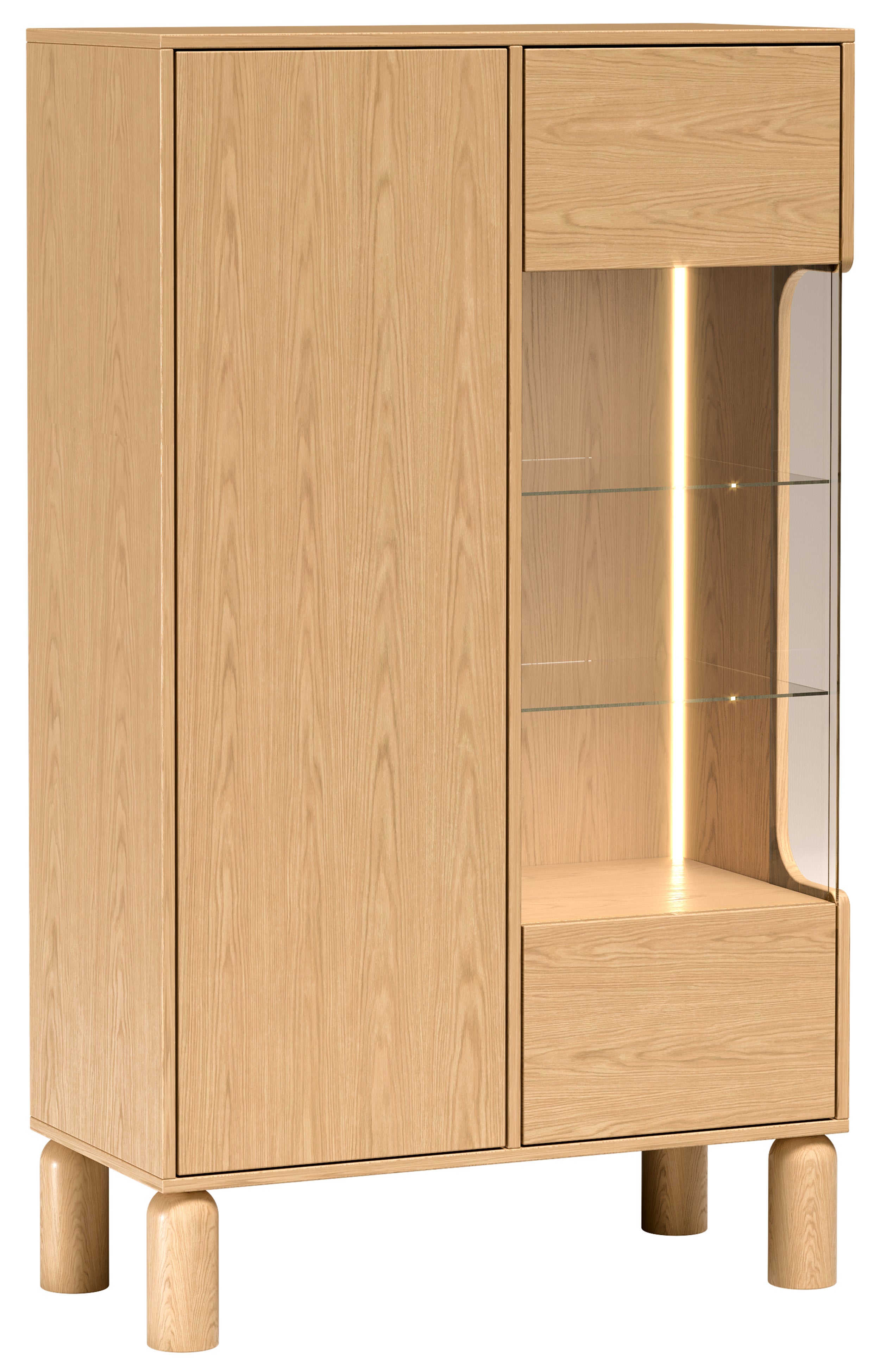 selsey-sanden-vitrine-zweit-rig-89-cm-mit-led-beleuchtung-eiche-bookmatch image 1