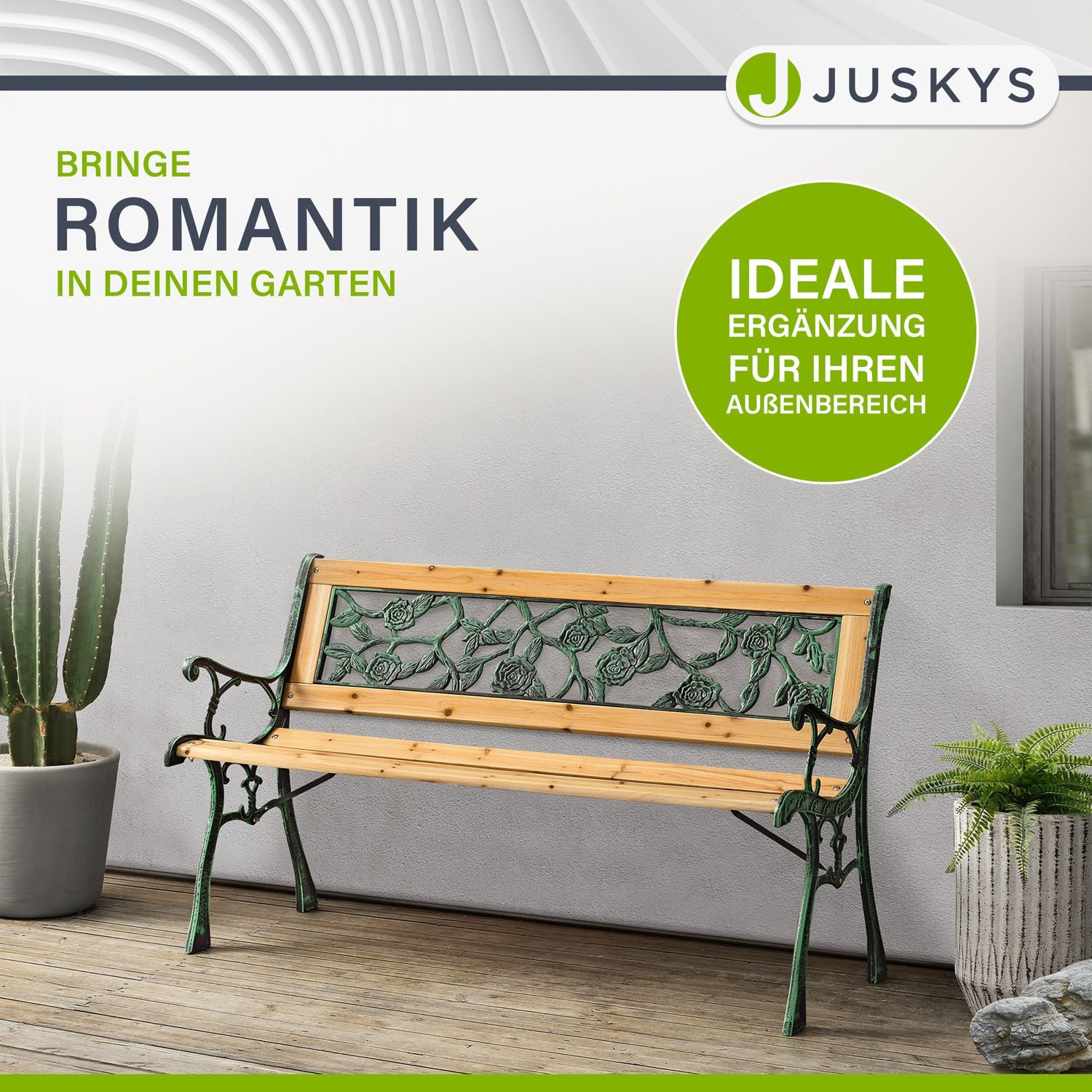 juskys-gartenbank-venezia-2-sitzer-holz-gusseisen-vintage-122-cm image 4