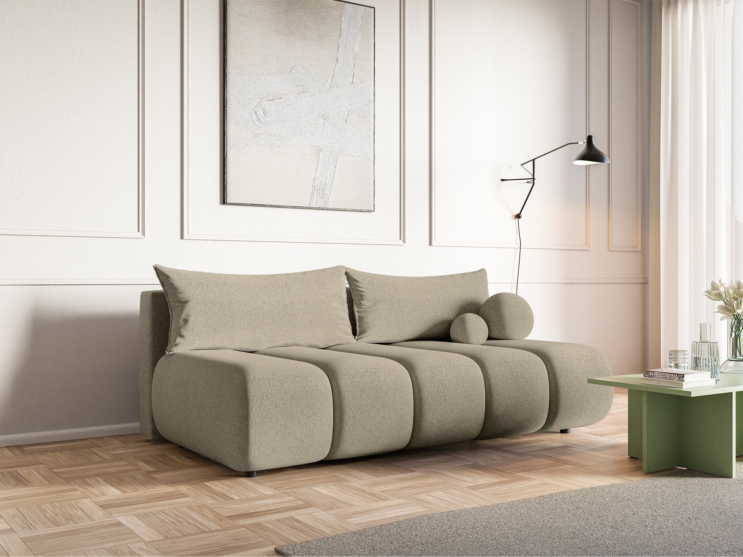 selsey-sofa-dandelino-mini-dreisitzig-mit-schlaffunktion-hellbeige-chenille image 3
