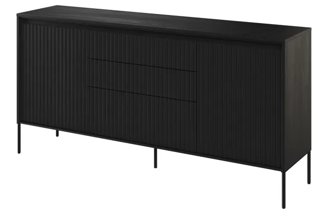 selsey-trend-zweit-rige-kommode-166-cm-mit-drei-schubladen-und-led-schwarz image 1