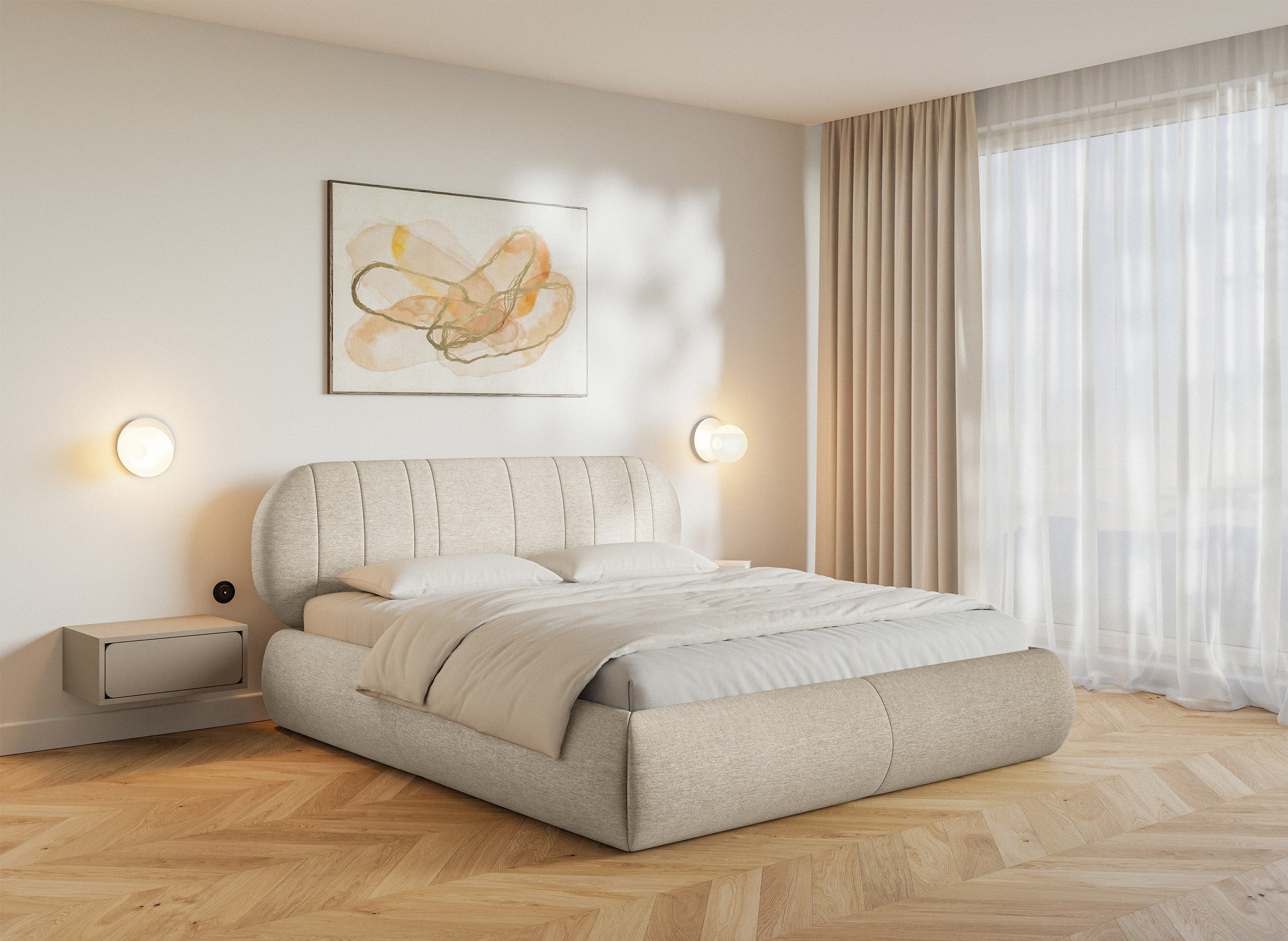 selsey-asmelio-gepolstertes-bett-140x200-cm-beiges-geflecht image 2