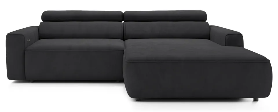 selsey-ecksofa-fando-l-f-rmig-rechts-mit-elektrischem-auszug-dunkelgrauer-samt image 1