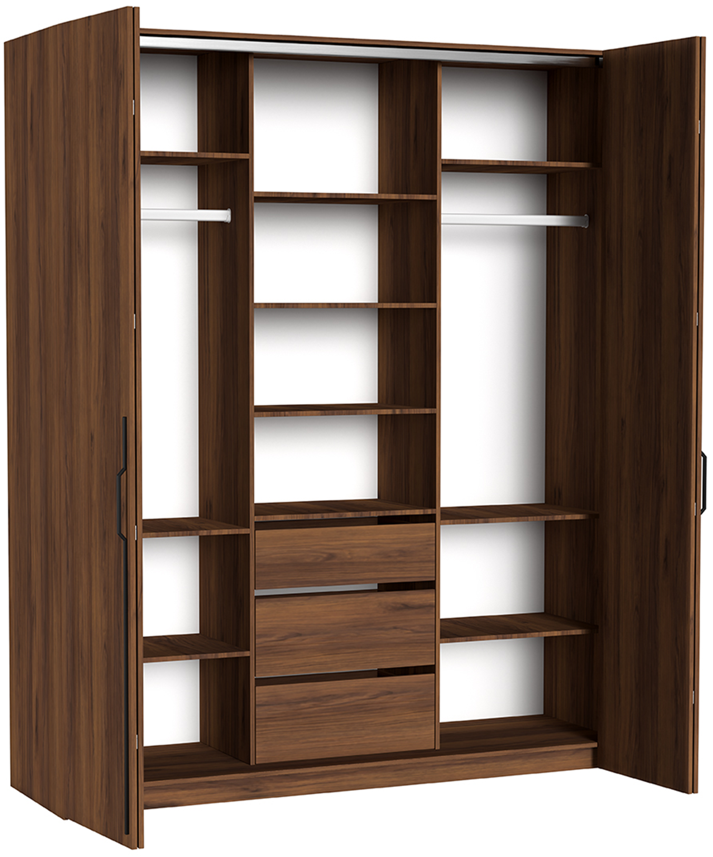 selsey-bari-zweifl-geliger-schrank-200-cm-mit-drei-schubladen-walnuss-warmia image 4