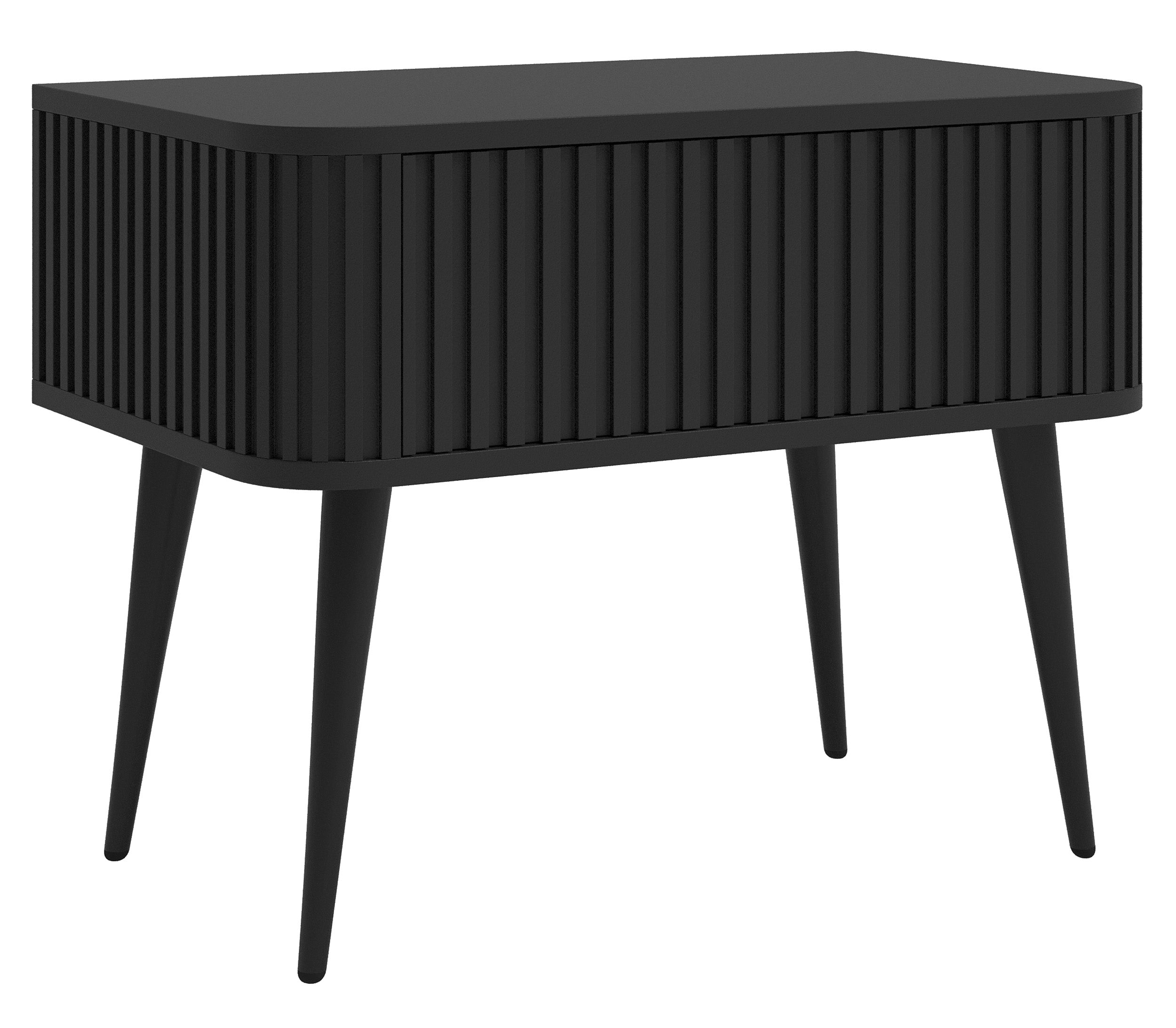 selsey-ovarlo-nachttisch-63-cm-mit-rillen-und-schublade-schwarz-mit-schwarzen-be image 5