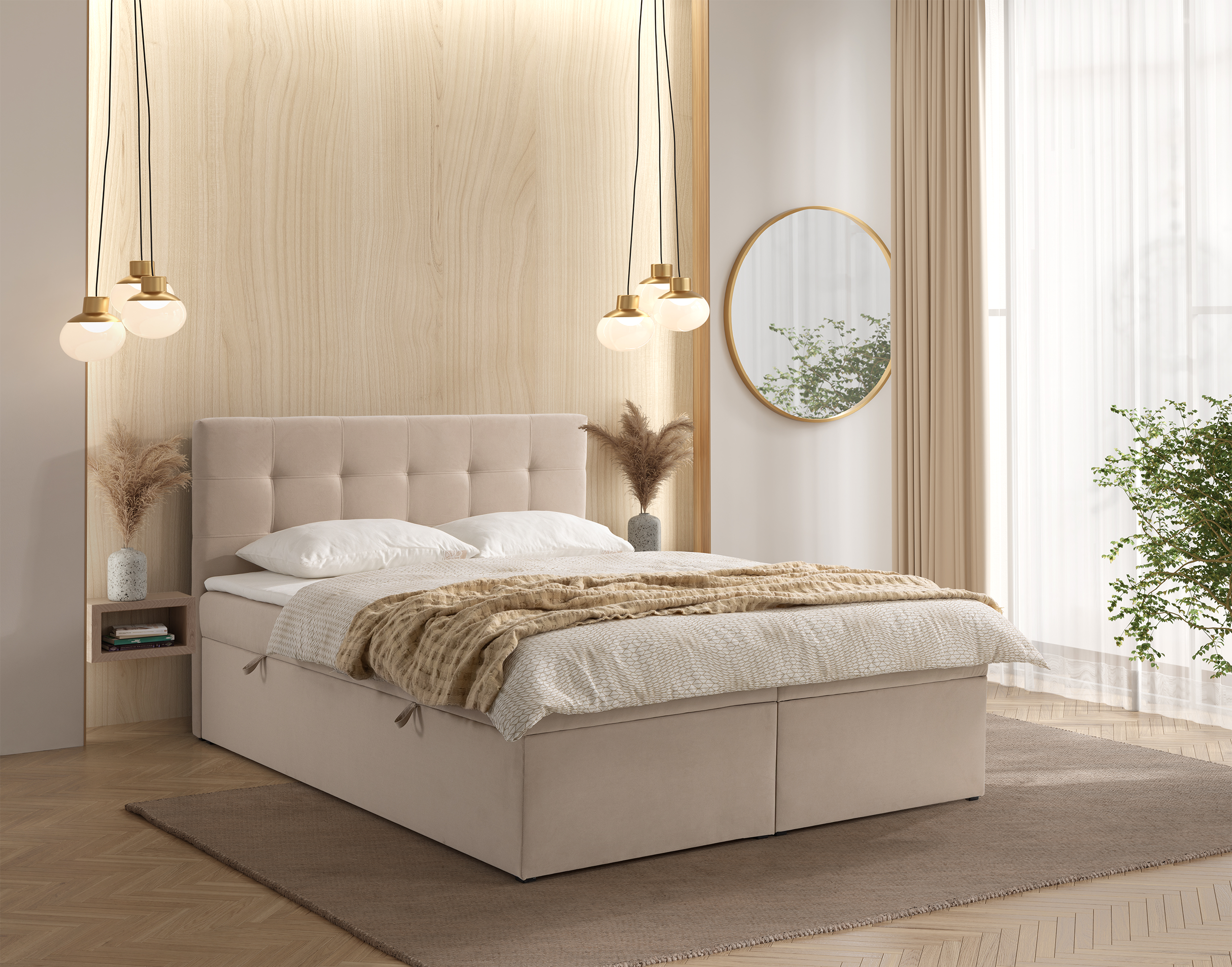 selsey-ronneo-kontinentales-bett-160x200-cm-mit-stauraum-und-topper-hellbeiger-s image 2