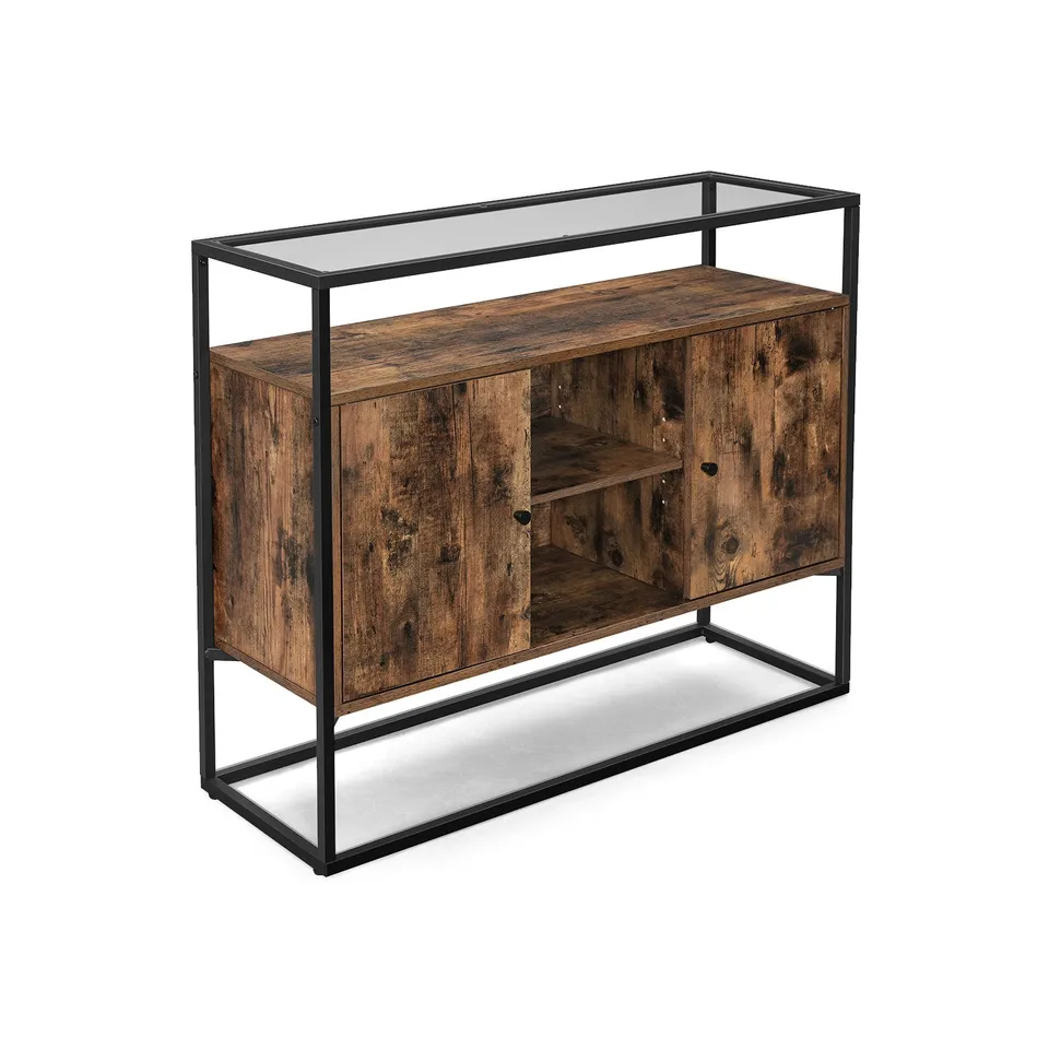 vasagle-beistellschrank-mit-offenen-f-chern-und-glasoberfl-che image 1