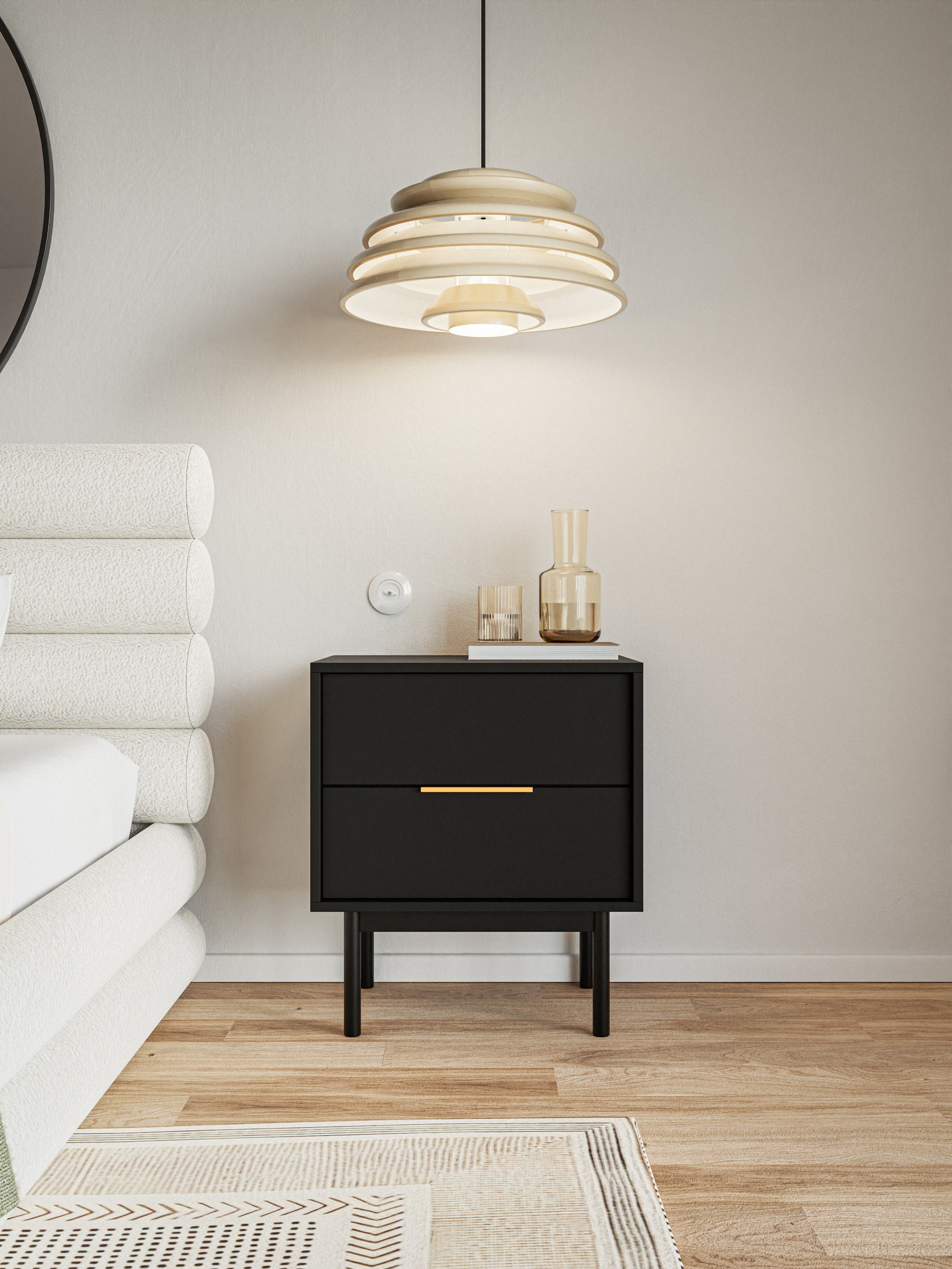 selsey-viviaro-nachttisch-mit-zwei-schubladen-54-cm-schwarz image 2