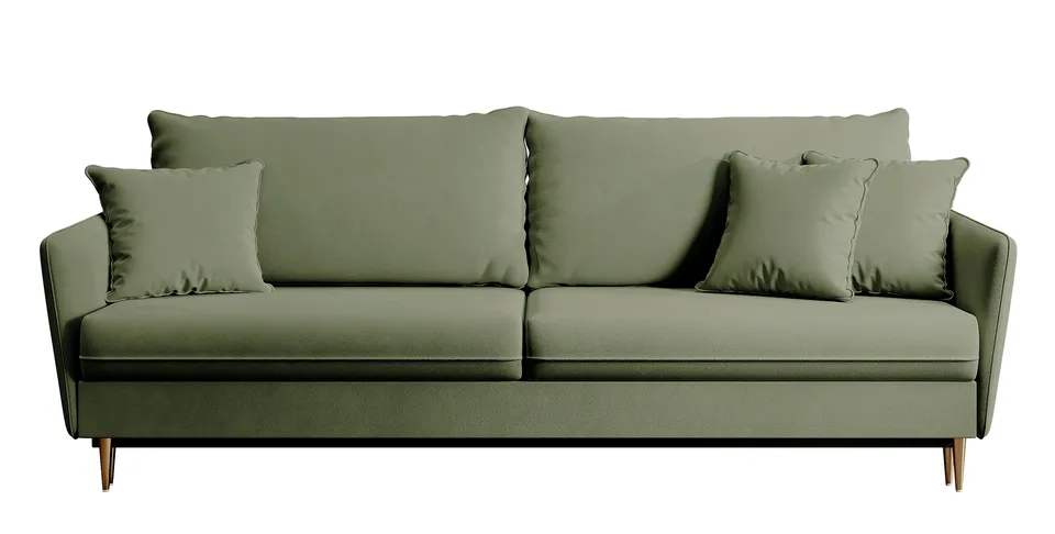 selsey-volio-3-sitzer-schlafsofa-salbeigr-n-samt-wasserabweisend-goldene-beine image 1