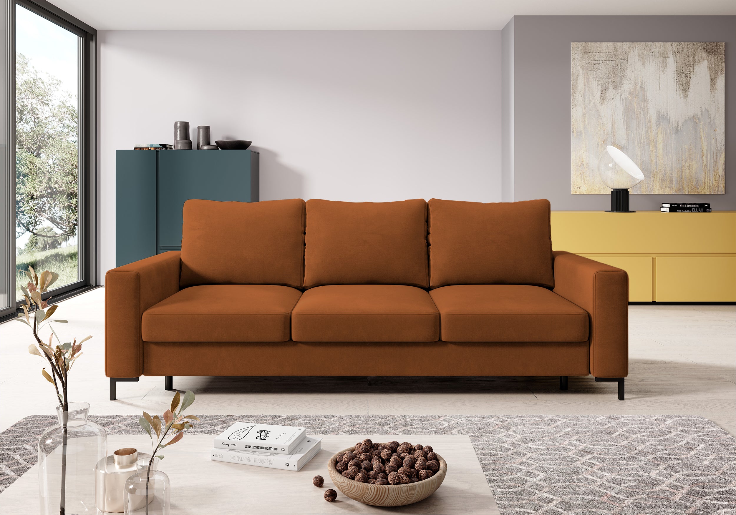 selsey-mokpeo-3-sitzer-schlafsofa-mit-stauraum-samt-kupfer image 2
