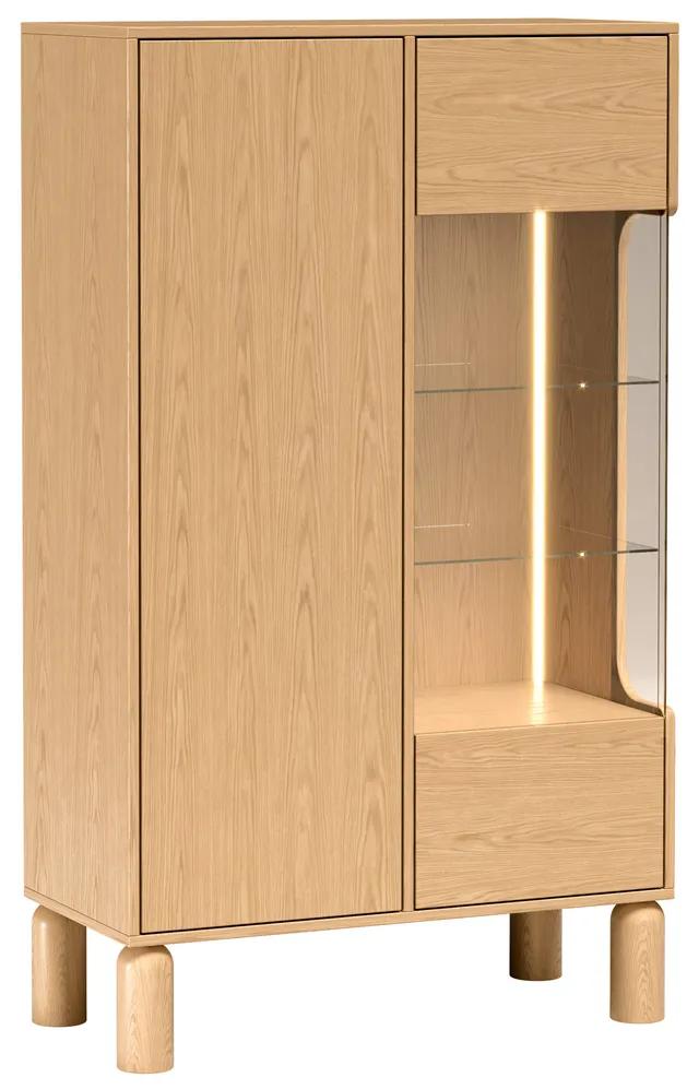 selsey-sanden-vitrine-zweit-rig-89-cm-mit-led-beleuchtung-eiche-bookmatch image 1