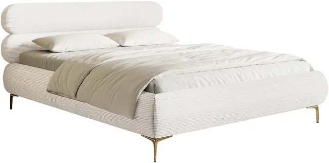 selsey-roule-cord-gepolstertes-bett-160x200-cm-creme-cord-goldene-beine image 1