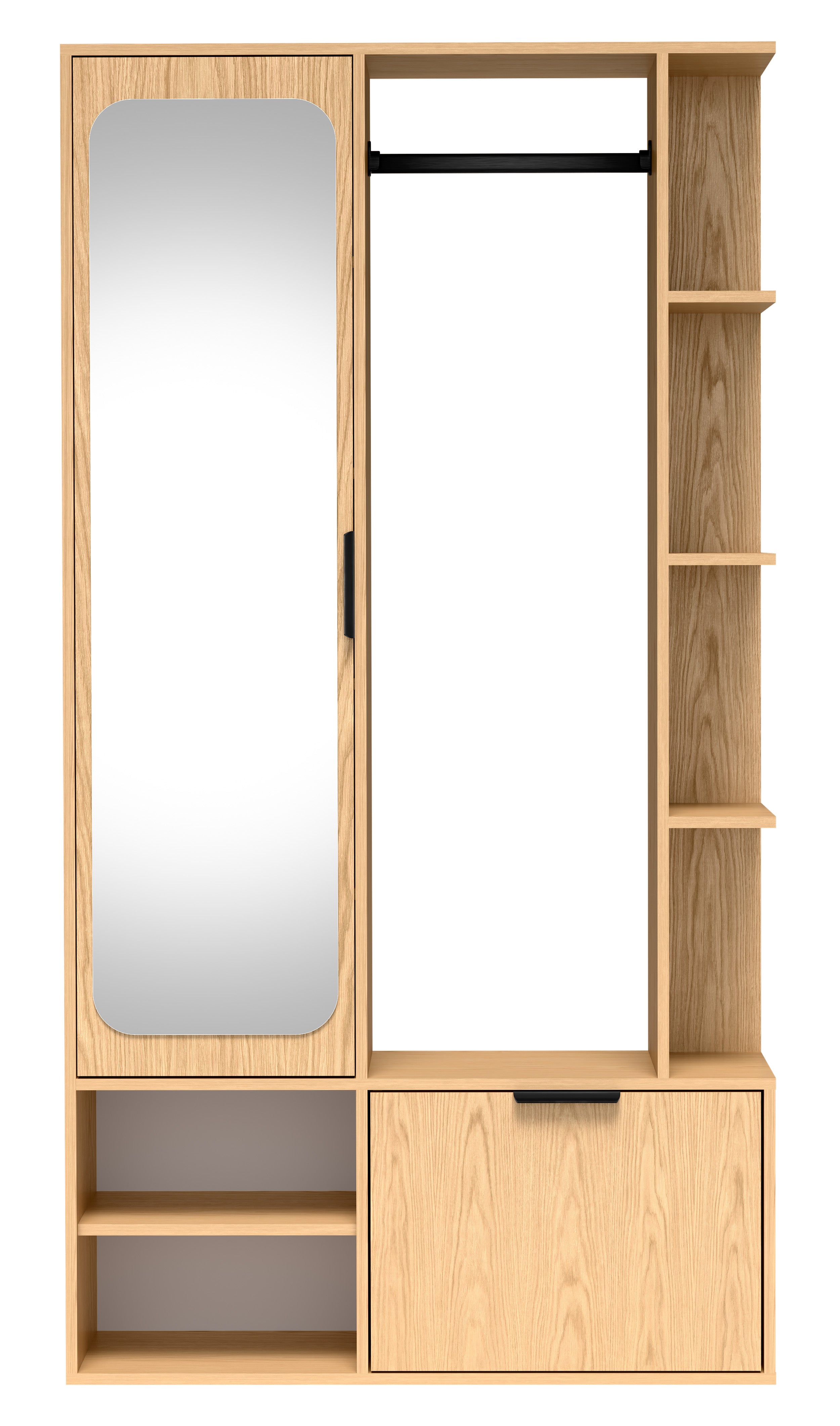selsey-nala-garderobenset-flur-mit-spiegel-und-100-cm-stange-eiche-bookmatch image 7
