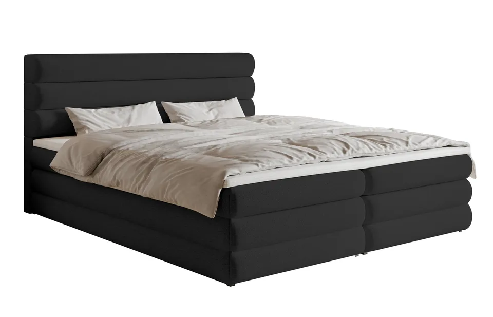 selsey-alegre-kontinentales-bett-180x200-cm-mit-topper-und-2-boxen-schwarzer-che image 1