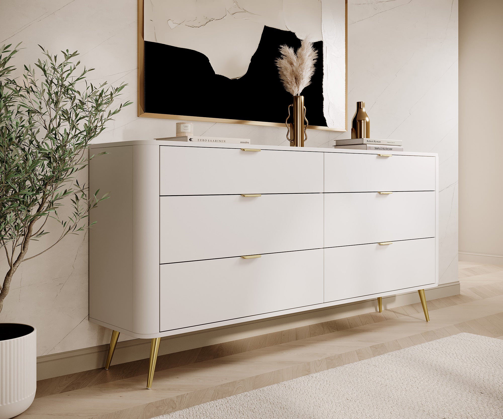 selsey-oval-kommode-173-cm-mit-6-schubladen-wei image 3