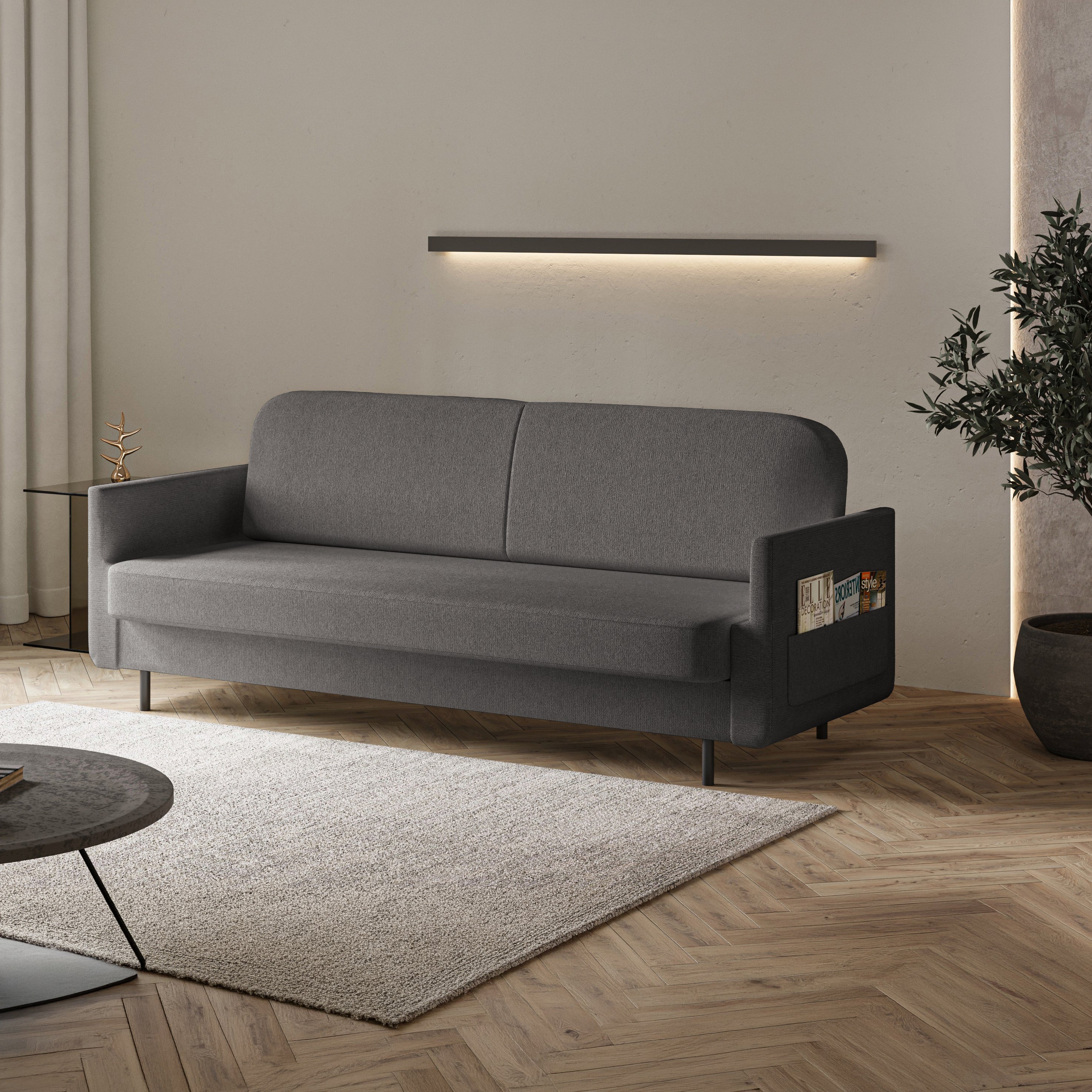 selsey-ovelio-dreisitzer-sofa-ausklappbar-grau-hydrophober-chenille-stoff image 2