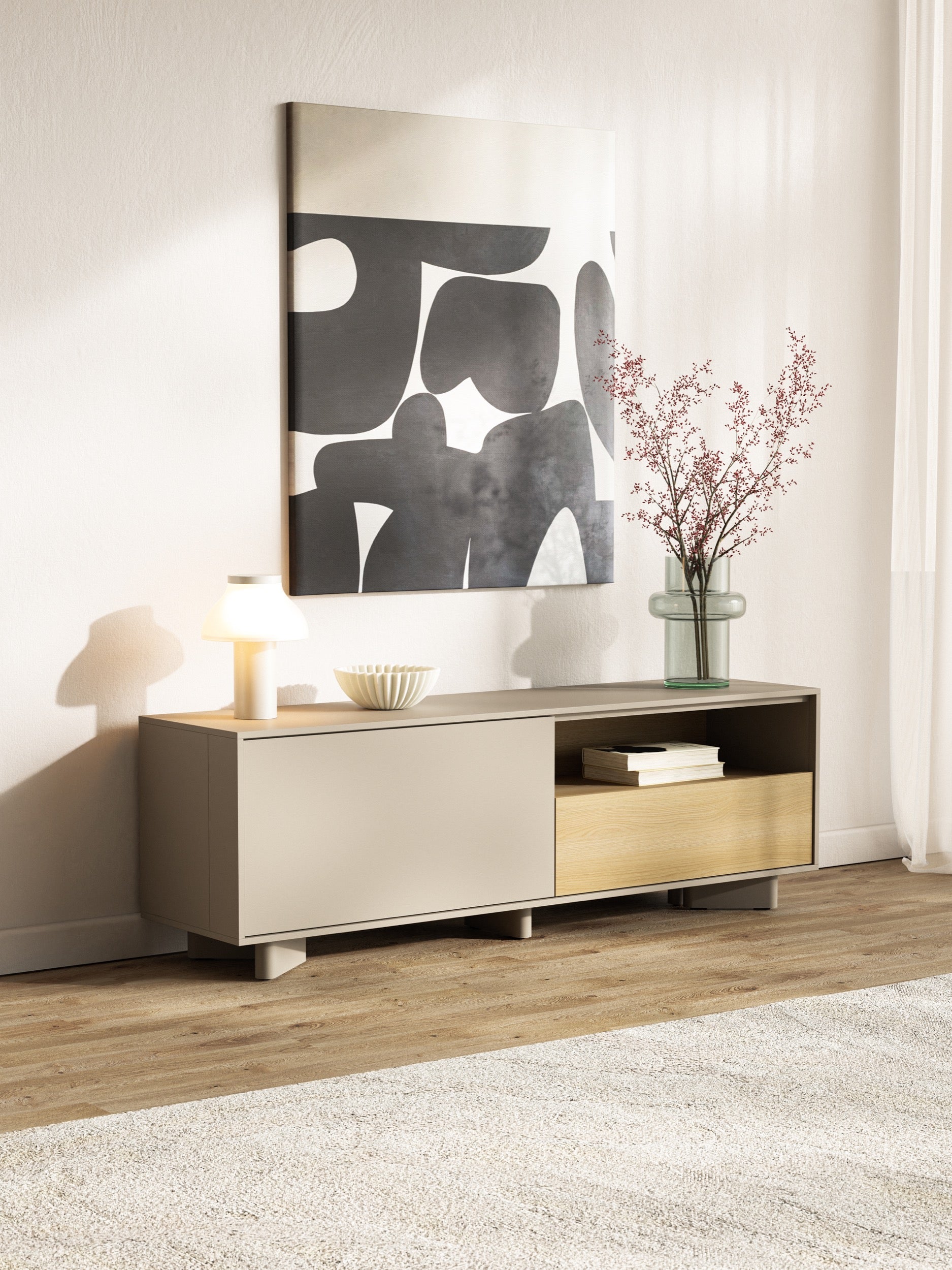 selsey-distria-tv-schrank-mit-schublade-140-cm-kaschmir-vicenza-eiche image 2