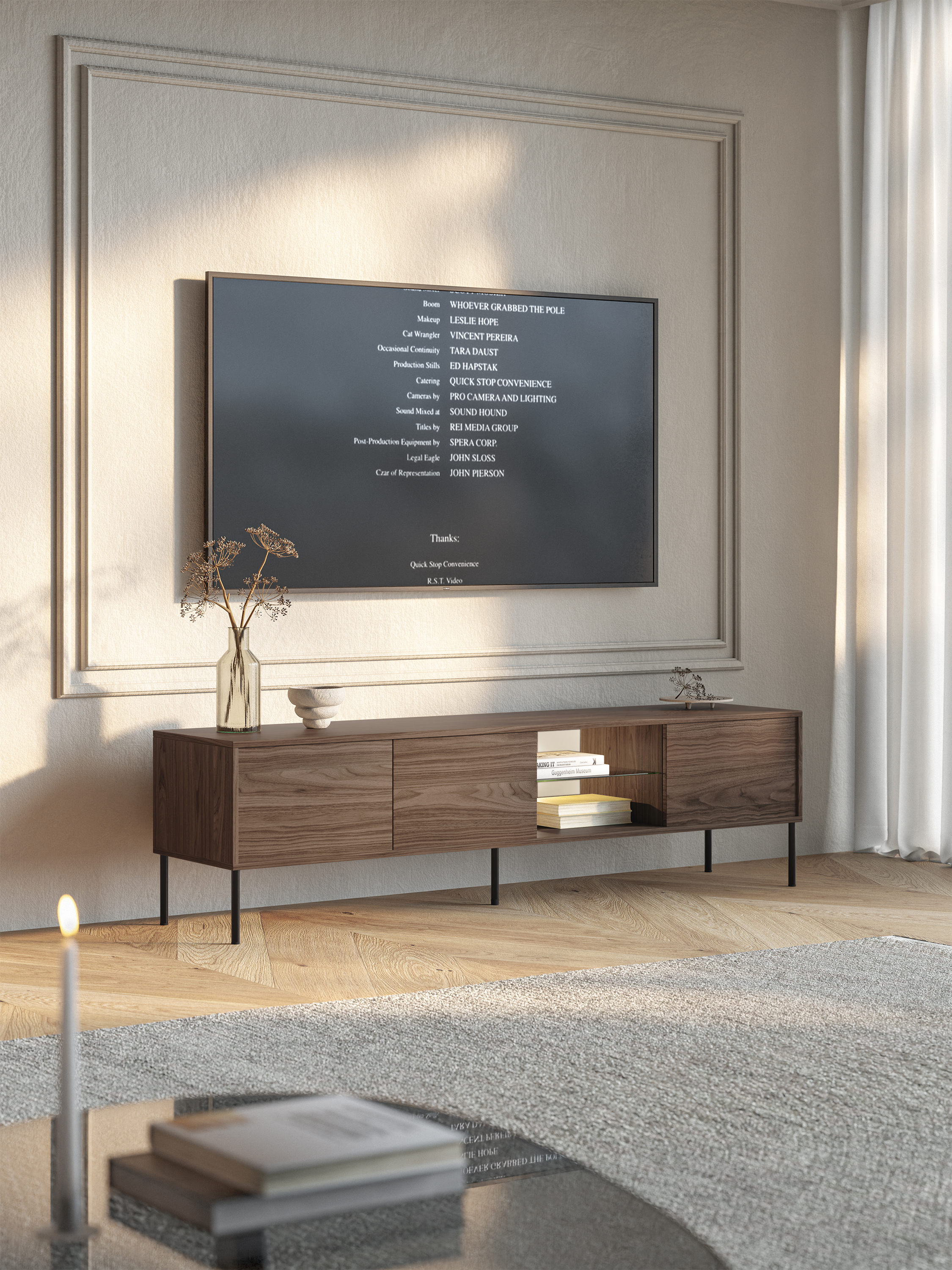selsey-modity-dreit-riger-tv-schrank-175-cm-nussbaum-mit-glasablage-und-beleucht image 2