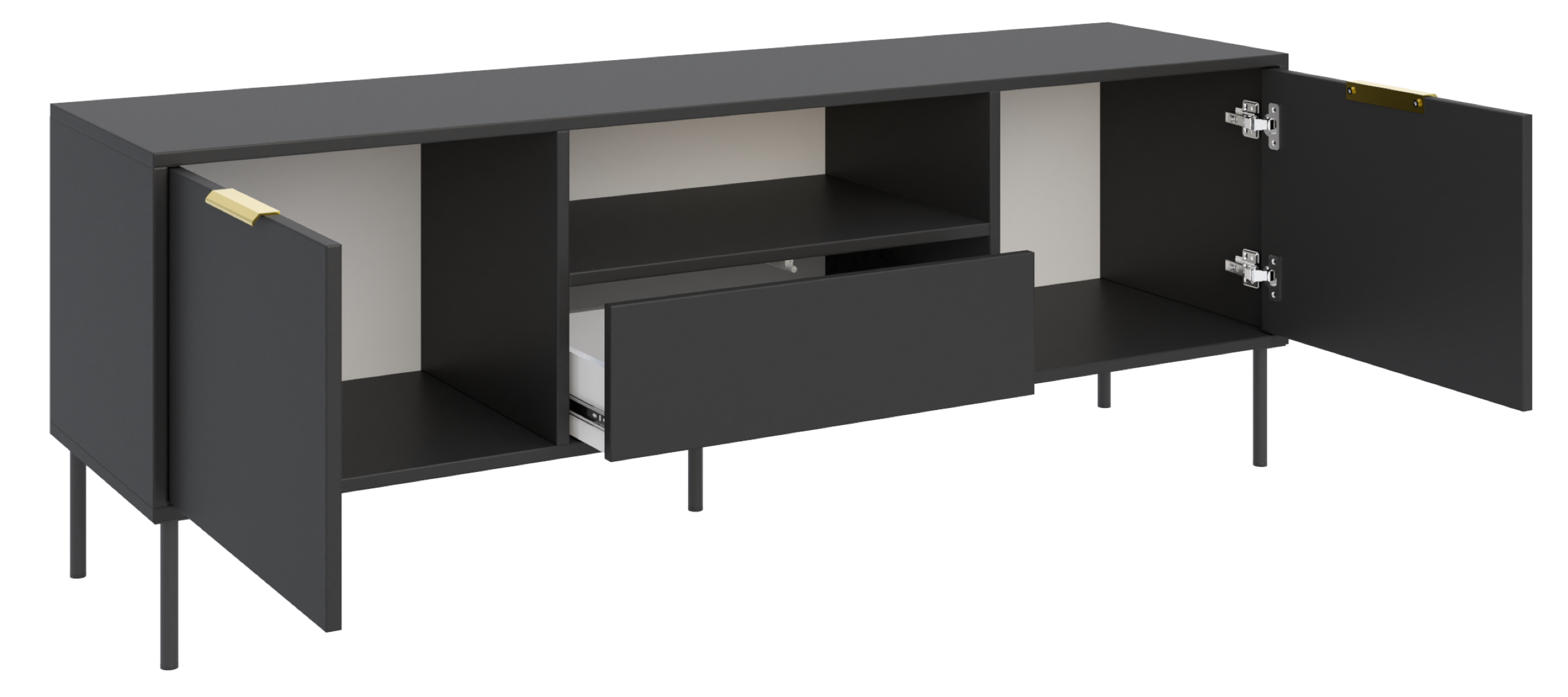 selsey-vena-tv-schrank-160-cm-zweit-rig-mit-schublade-schwarz image 3
