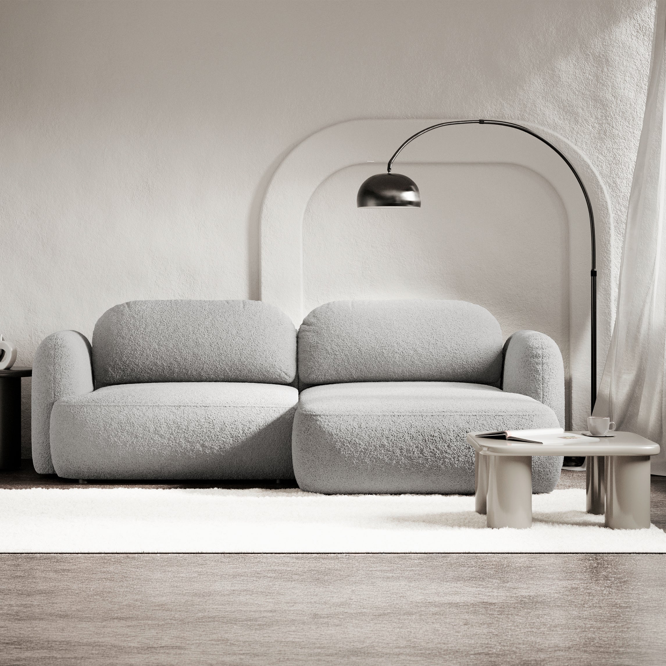 selsey-tvoya-ecksofa-mit-schlaffunktion-l-form-rechts-hellgrauer-boucl-stoff image 2