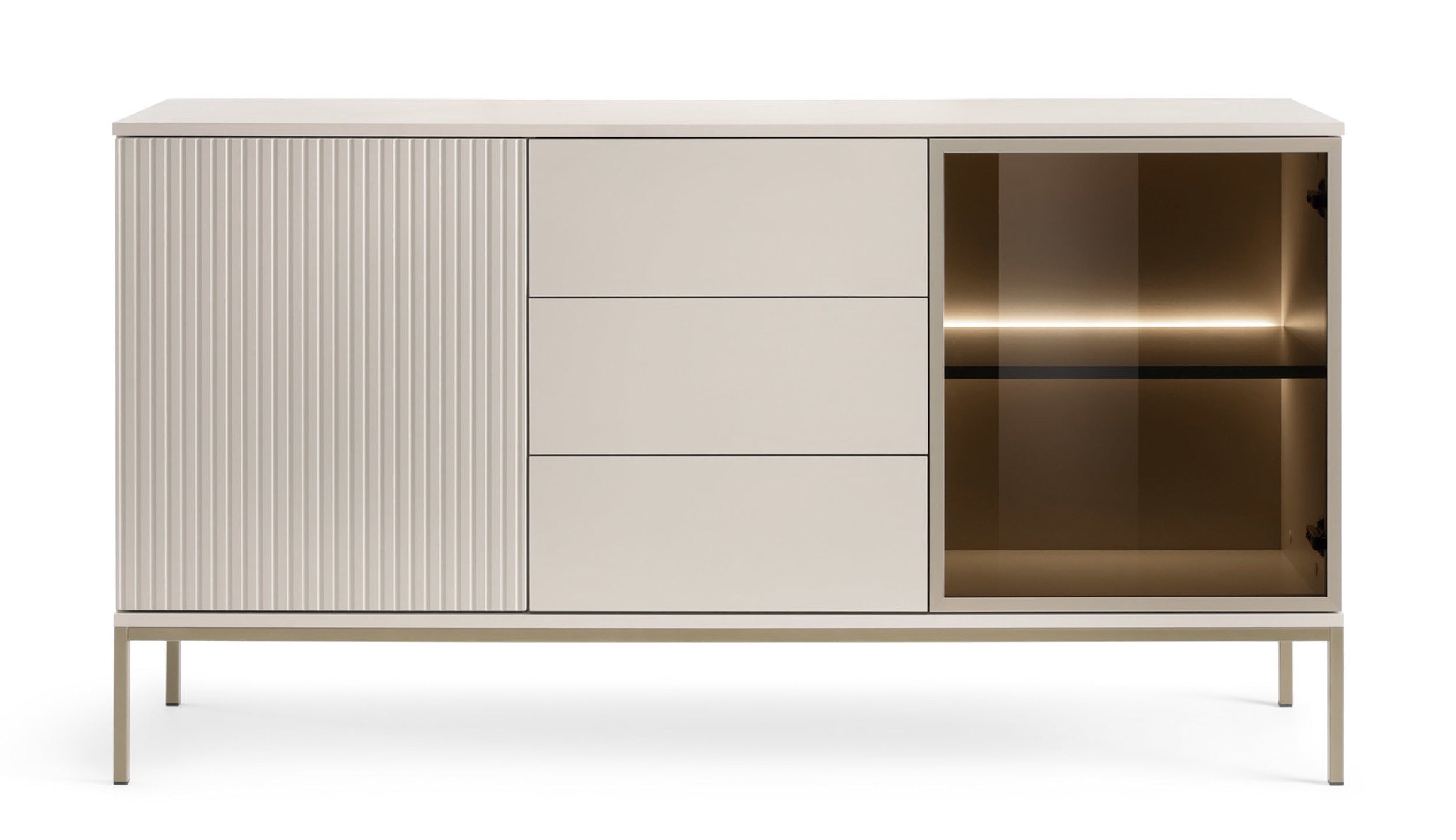 selsey-tosena-kommode-154-cm-kaschmir-mit-2-t-ren-schubladen-und-led image 3