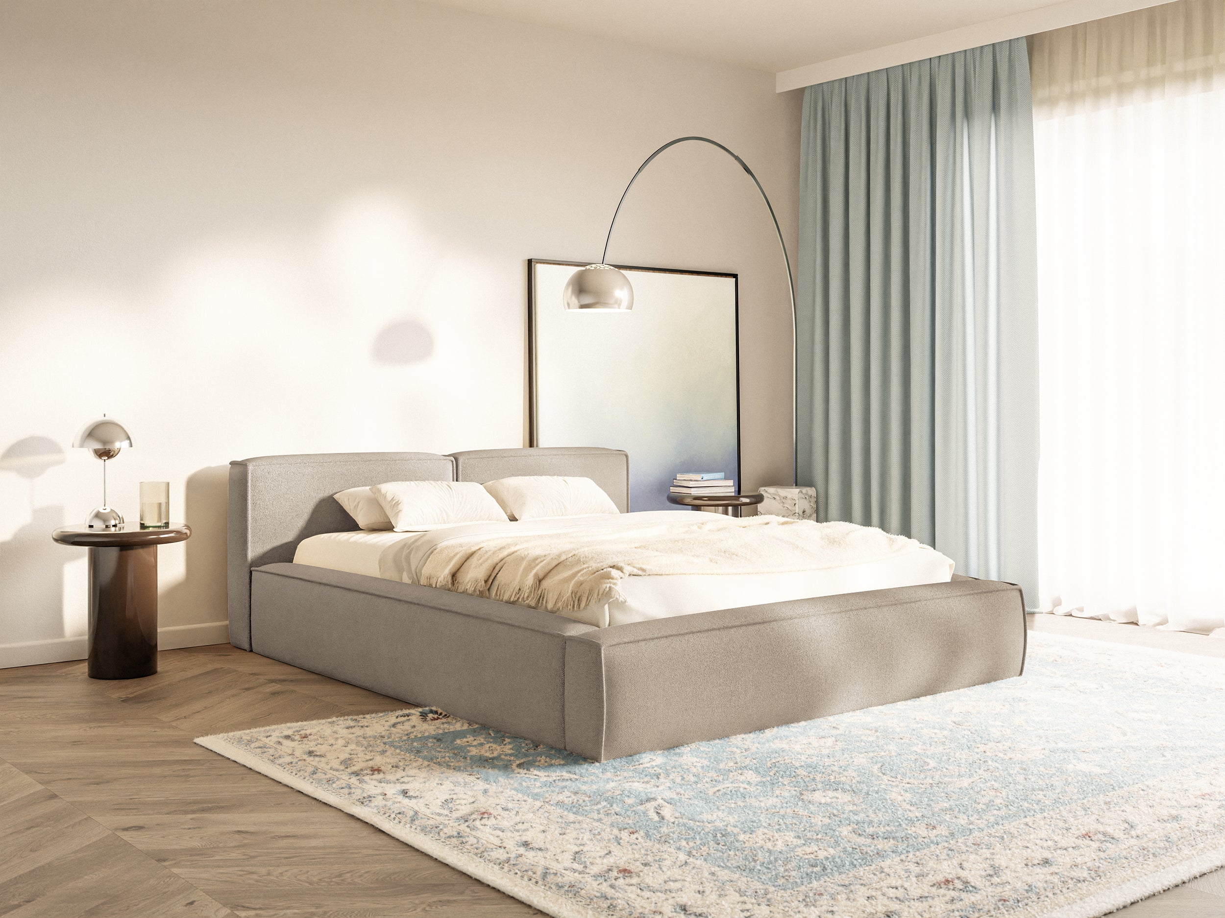 selsey-tilves-slim-low-polsterbett-200x200-cm-mit-stauraum-beige-chenille image 2