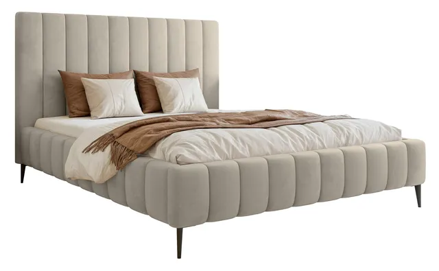 selsey-fiarro-polsterbett-180x200-cm-mit-bettkasten-hellbeiger-samt-hohe-beine image 1