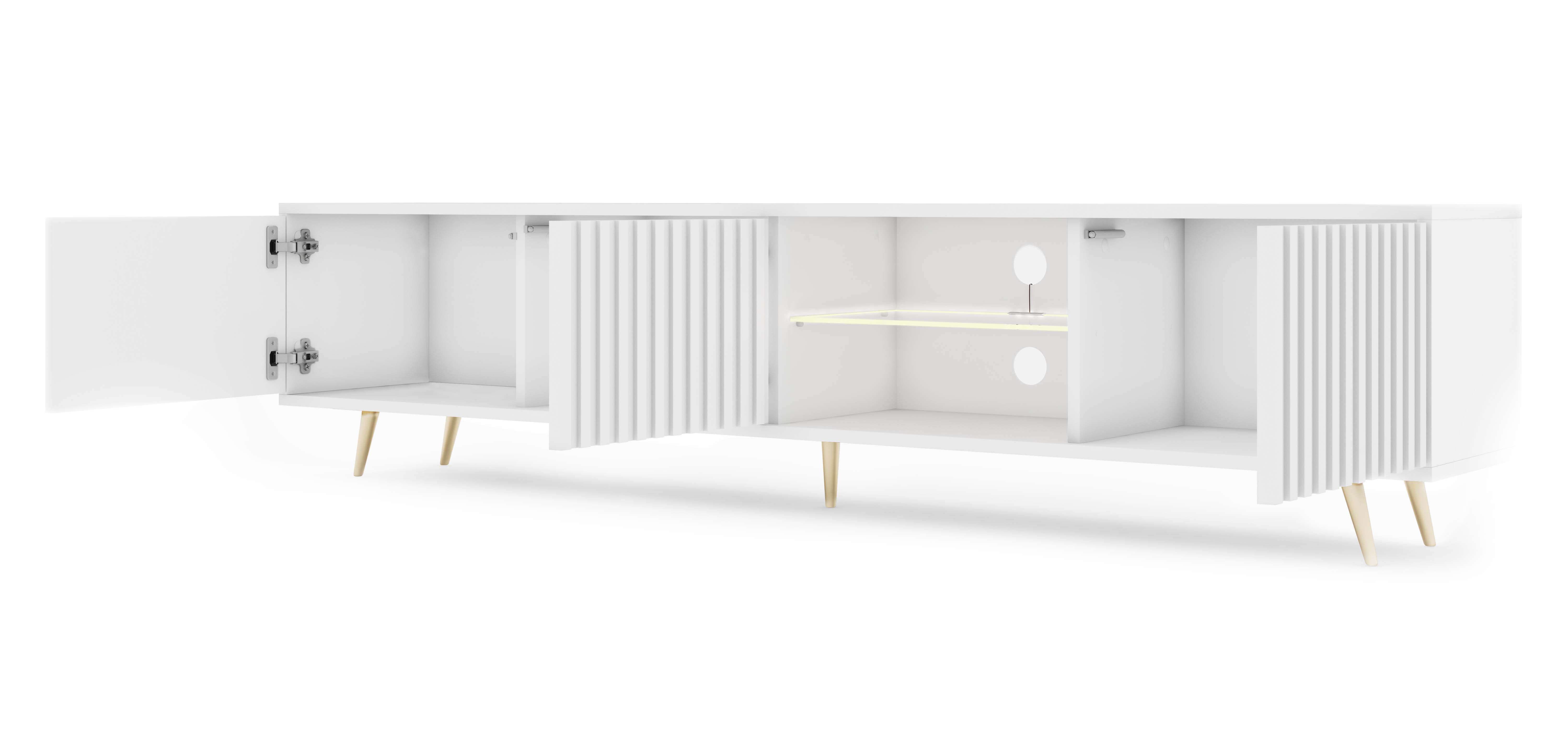 selsey-bello-tv-schrank-175-cm-wei-mit-lamellenfront-led-und-goldenen-beinen image 3