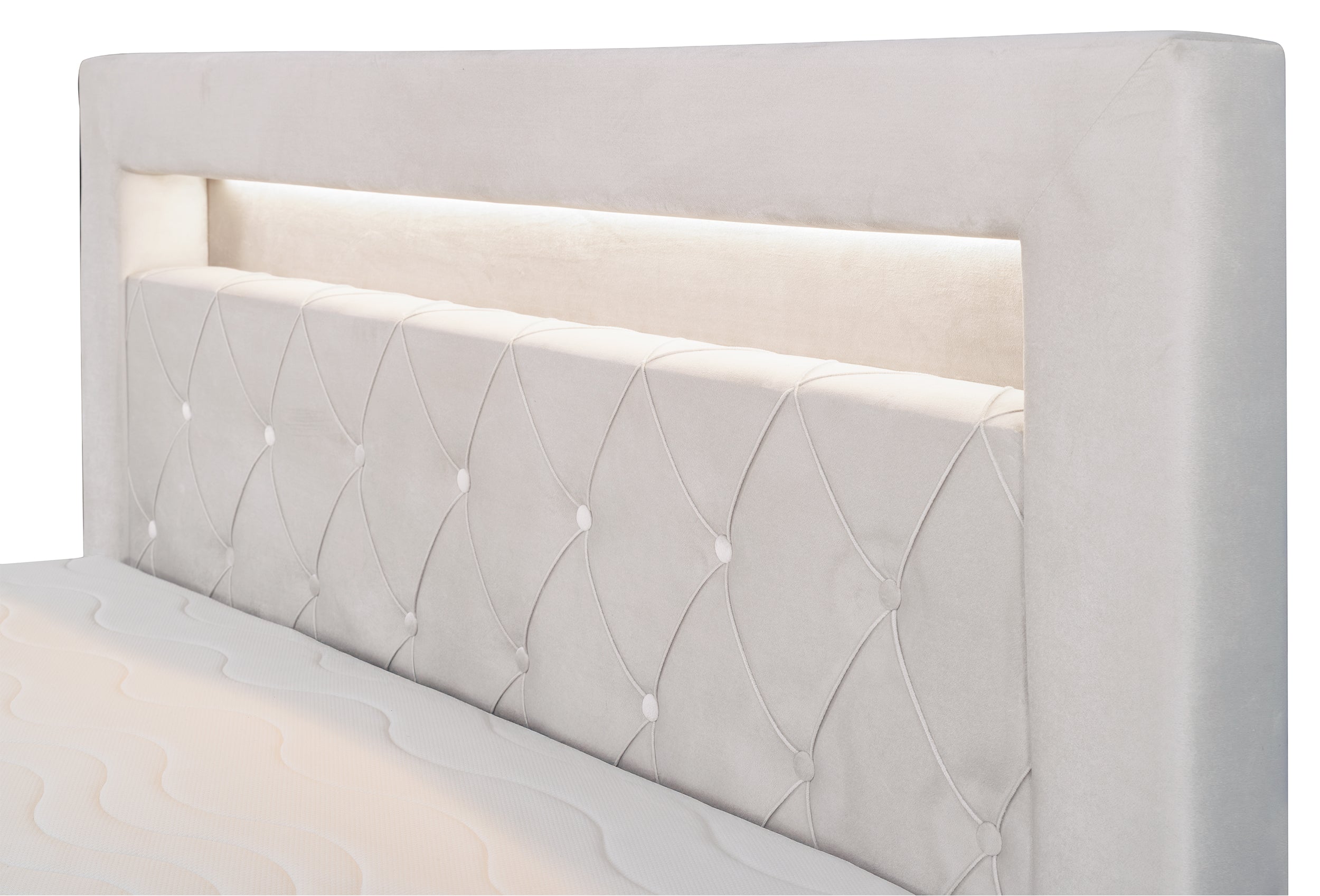 selsey-goldess-kontinentales-bett-180x200-mit-stauraum-und-led-grau-beiges-samt image 4