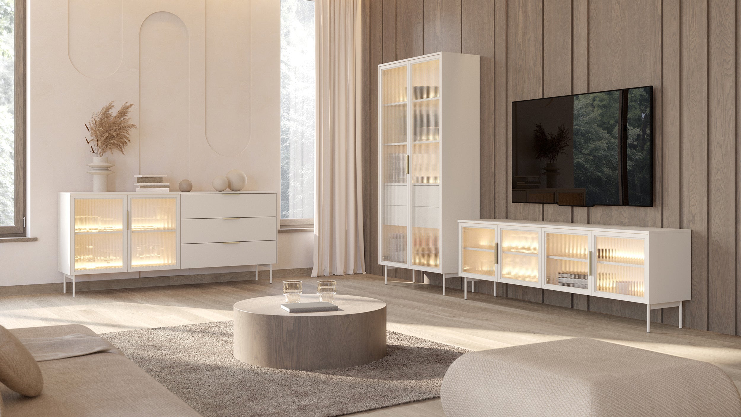 selsey-lumi-vitrine-zweit-rig-181-cm-mit-3-schubladen-und-led-kaschmir-riffelgla image 5